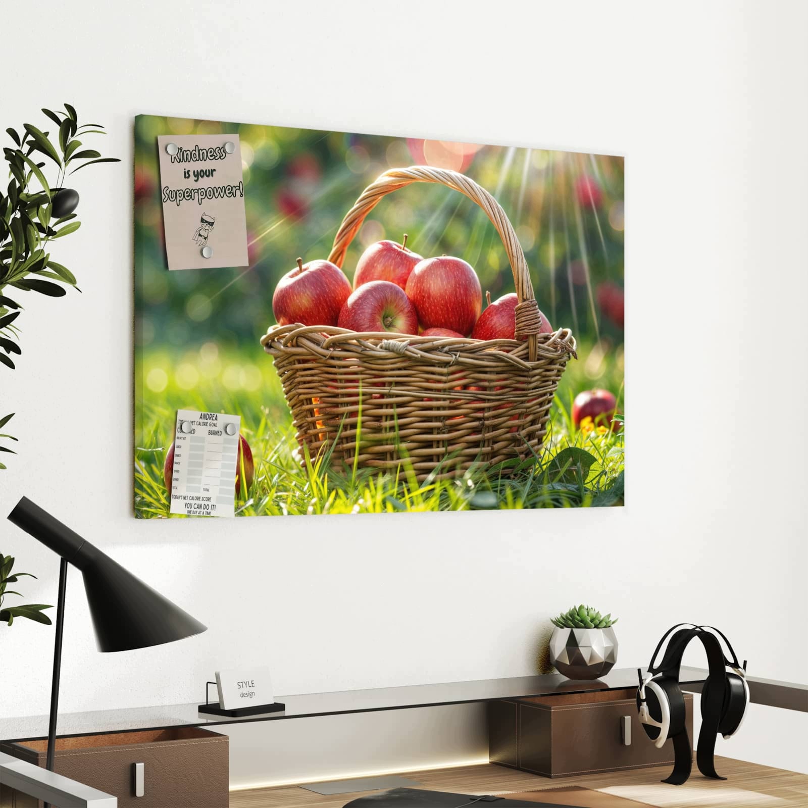 Magnetická tabule – obraz na zeď Košík s červenými jablky | 60 × 40 cm