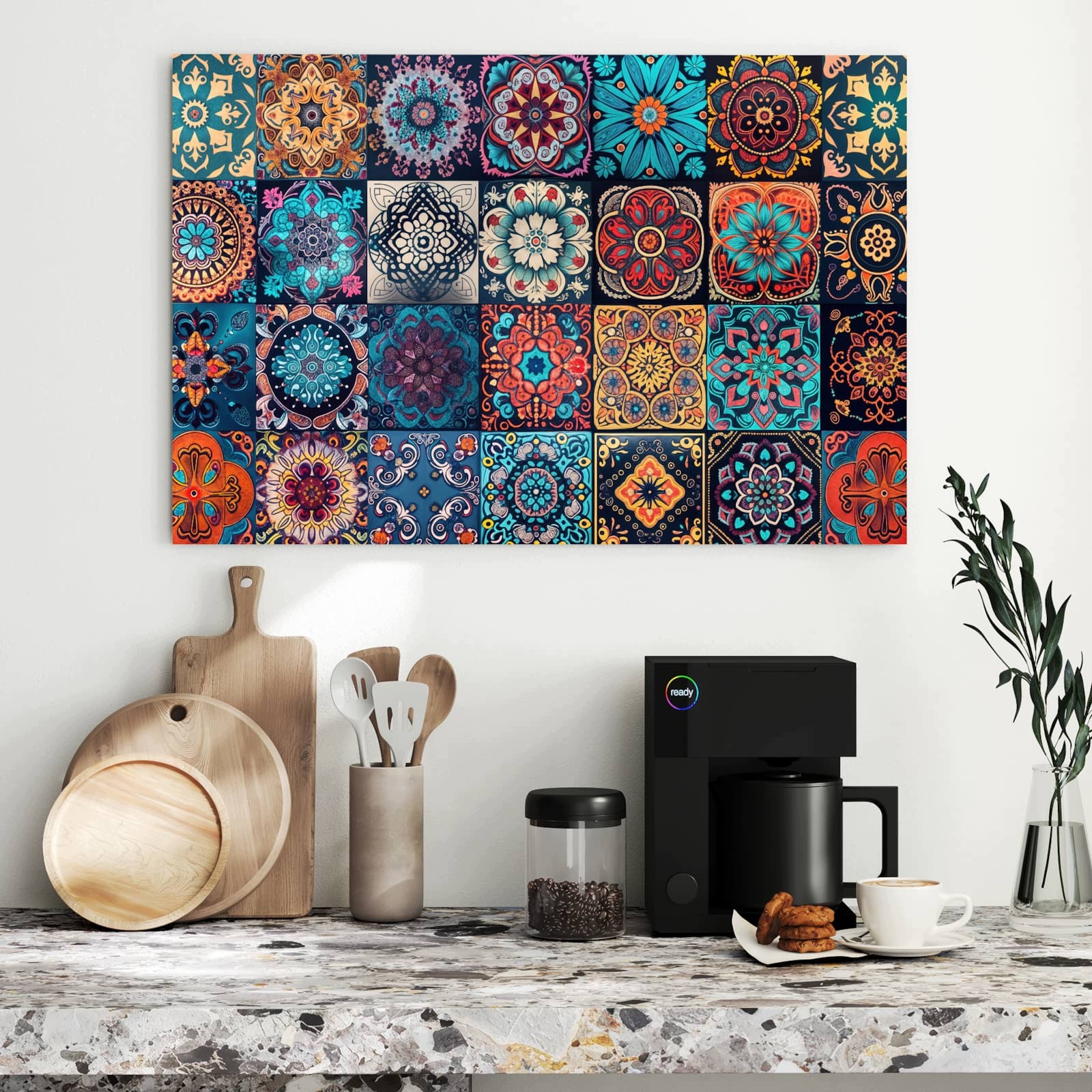 Magnetická tabule – obraz na zeď Mandala – mozaikový koberec | 90 × 60 cm
