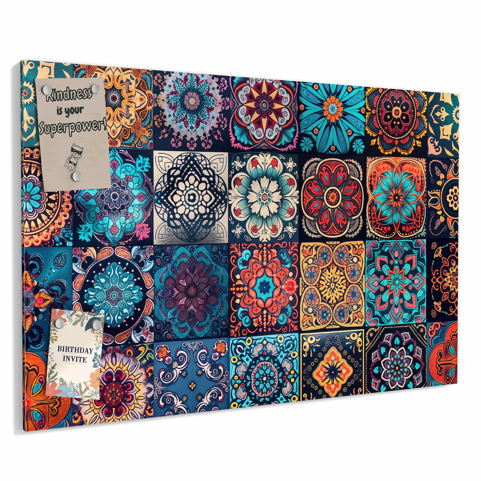 Magnetická tabule – obraz na zeď Mandala – mozaikový koberec | 90 × 60 cm