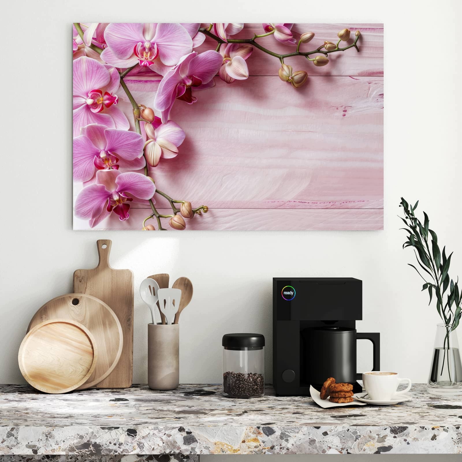 Magnetická tabule – obraz na zeď Orchideje dřevo pozadí | 90 × 60 cm