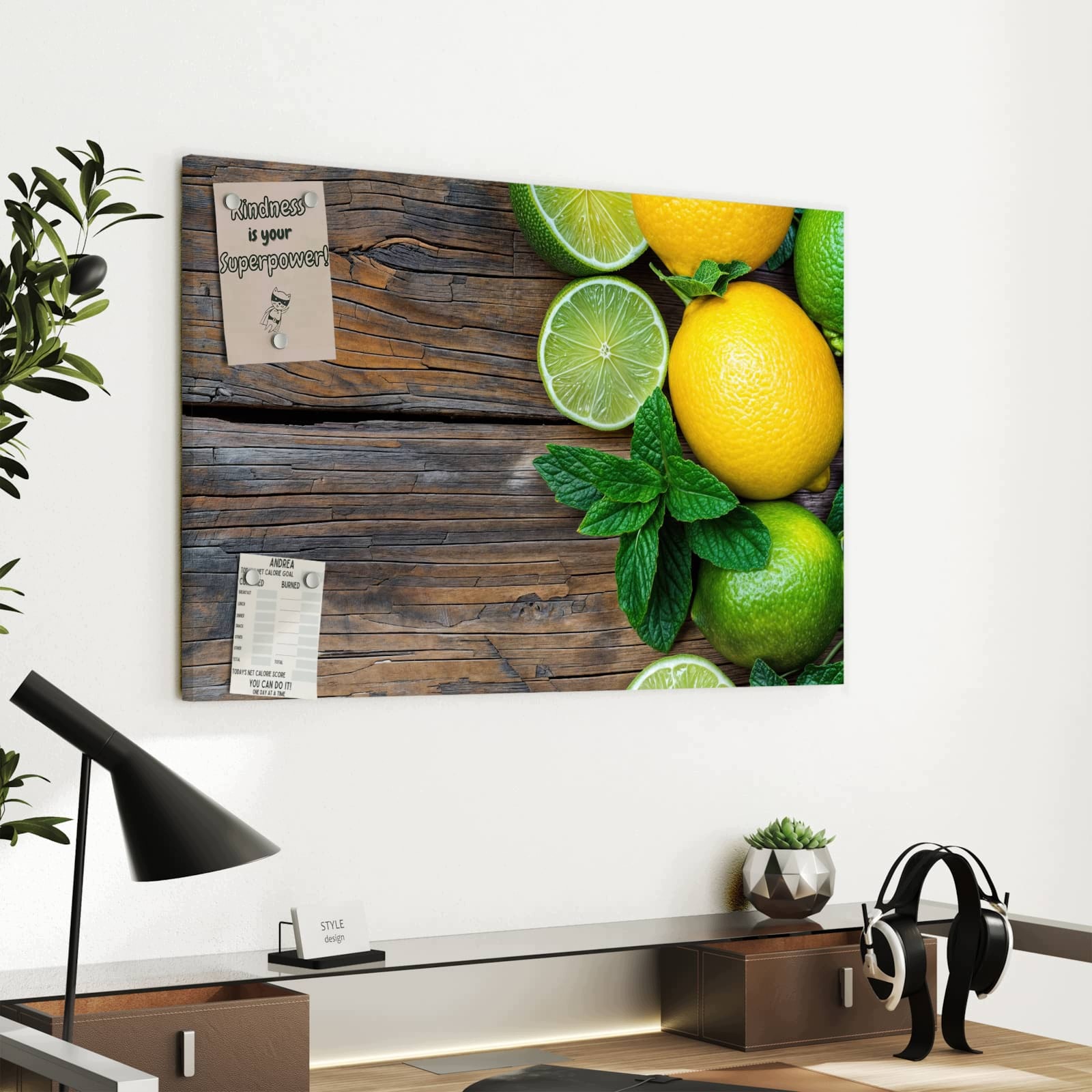 Magnetická tabule – obraz na zeď Citrusové ovoce na dřevě | 60 × 40 cm