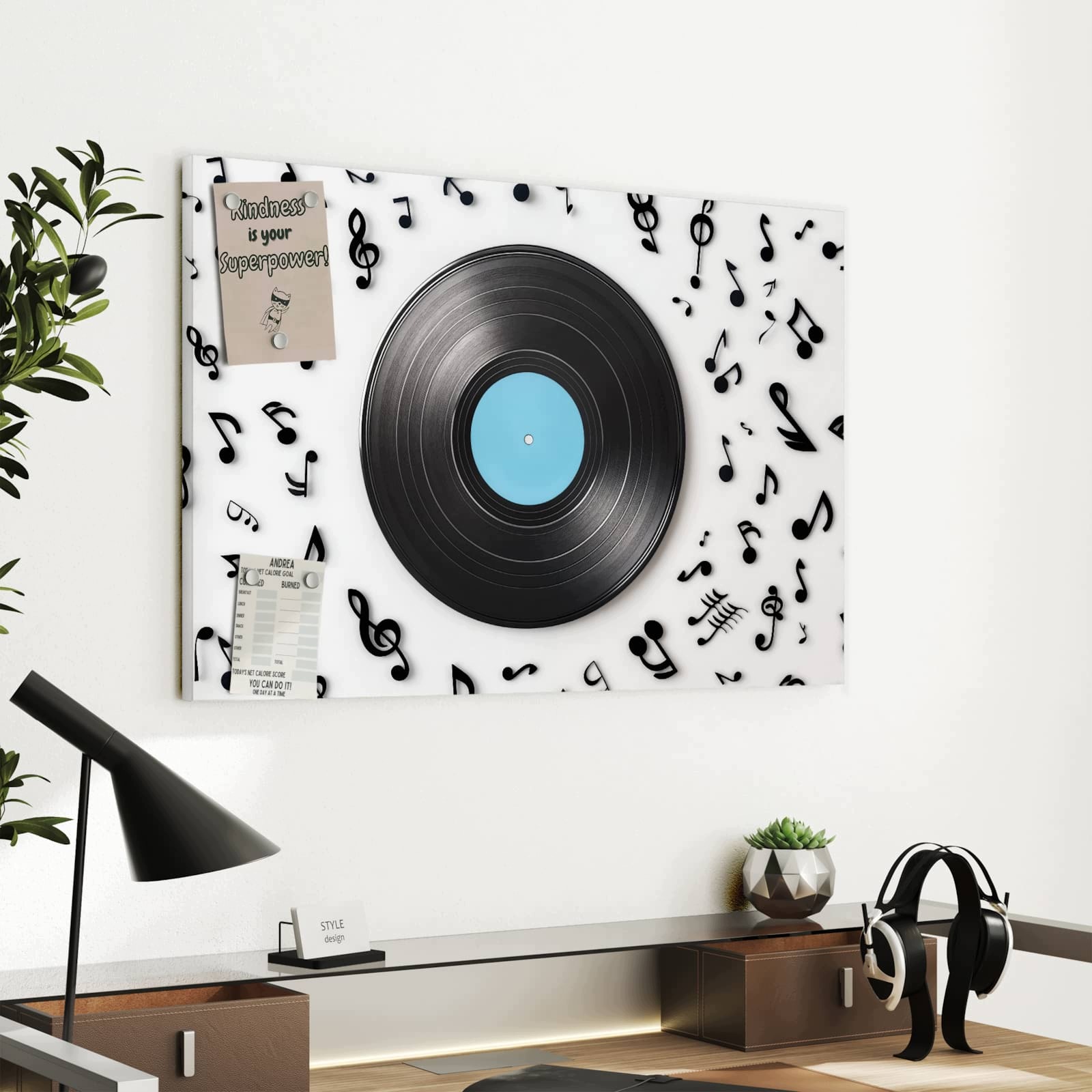 Magnetická tabule – obraz na zeď Vinylová deska a hudba | 60 × 40 cm