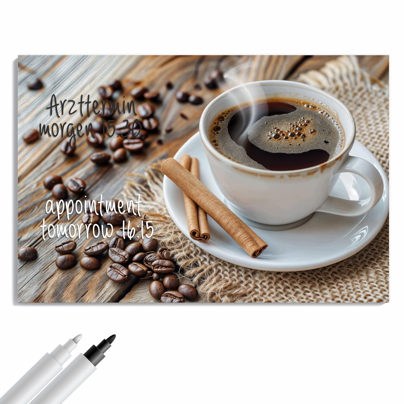 Magnetická tabule – obraz na zeď Káva a skořice – motiv 1 | 90 × 60 cm