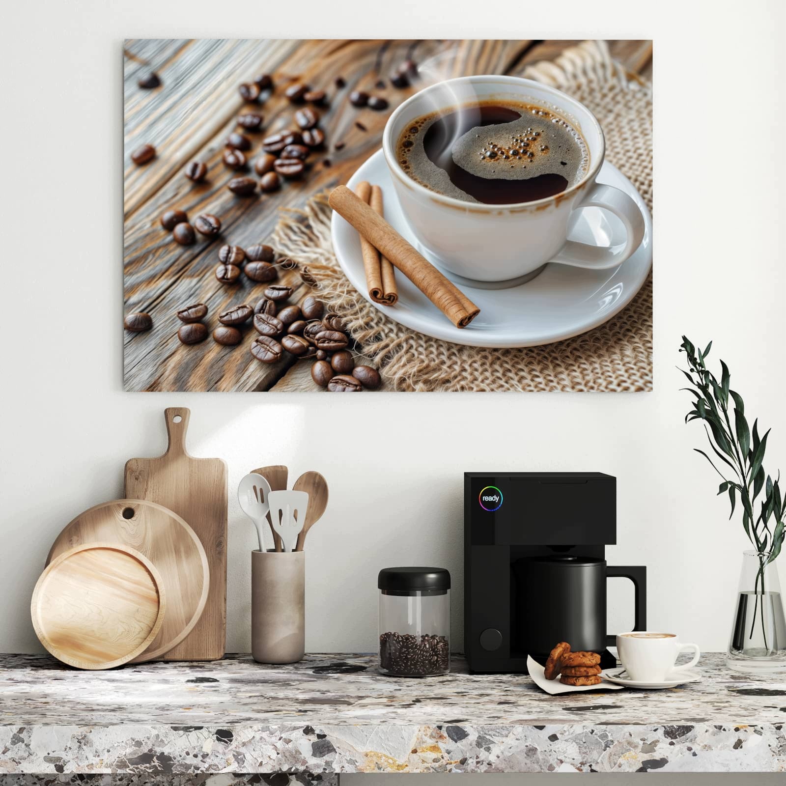 Magnetická tabule – obraz na zeď Káva a skořice – motiv 1 | 90 × 60 cm