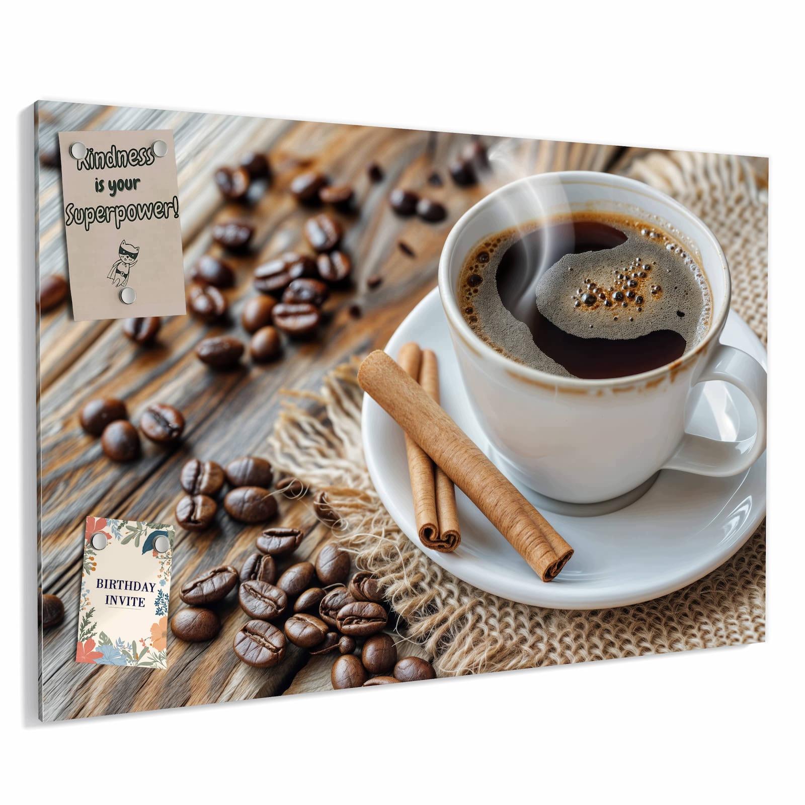 Magnetická tabule – obraz na zeď Káva a skořice – motiv 1 | 90 × 60 cm