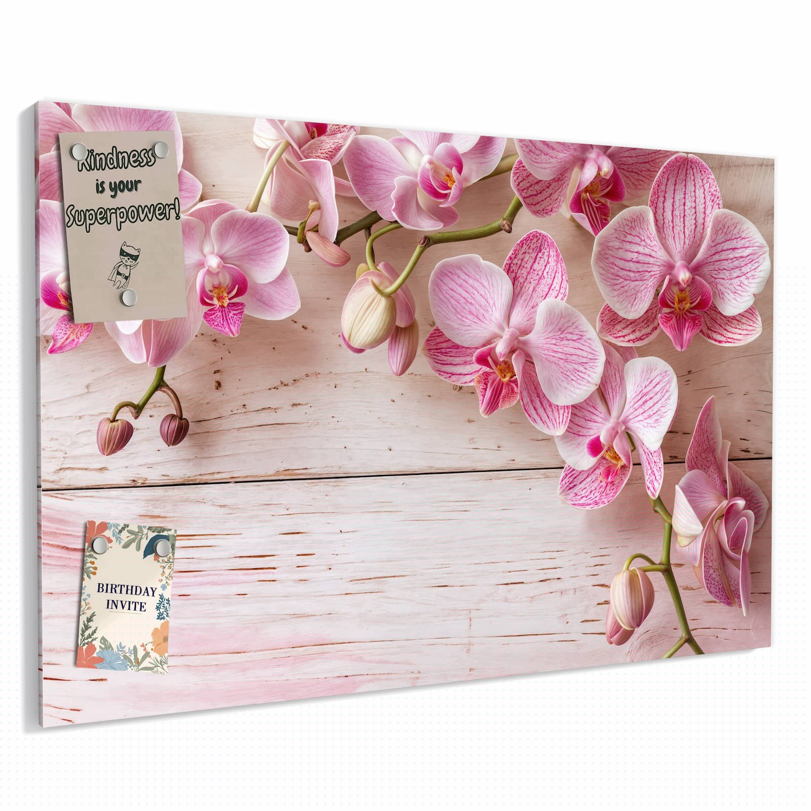 Magnetická tabule – obraz na zeď Orchideje na stole | 90 × 60 cm