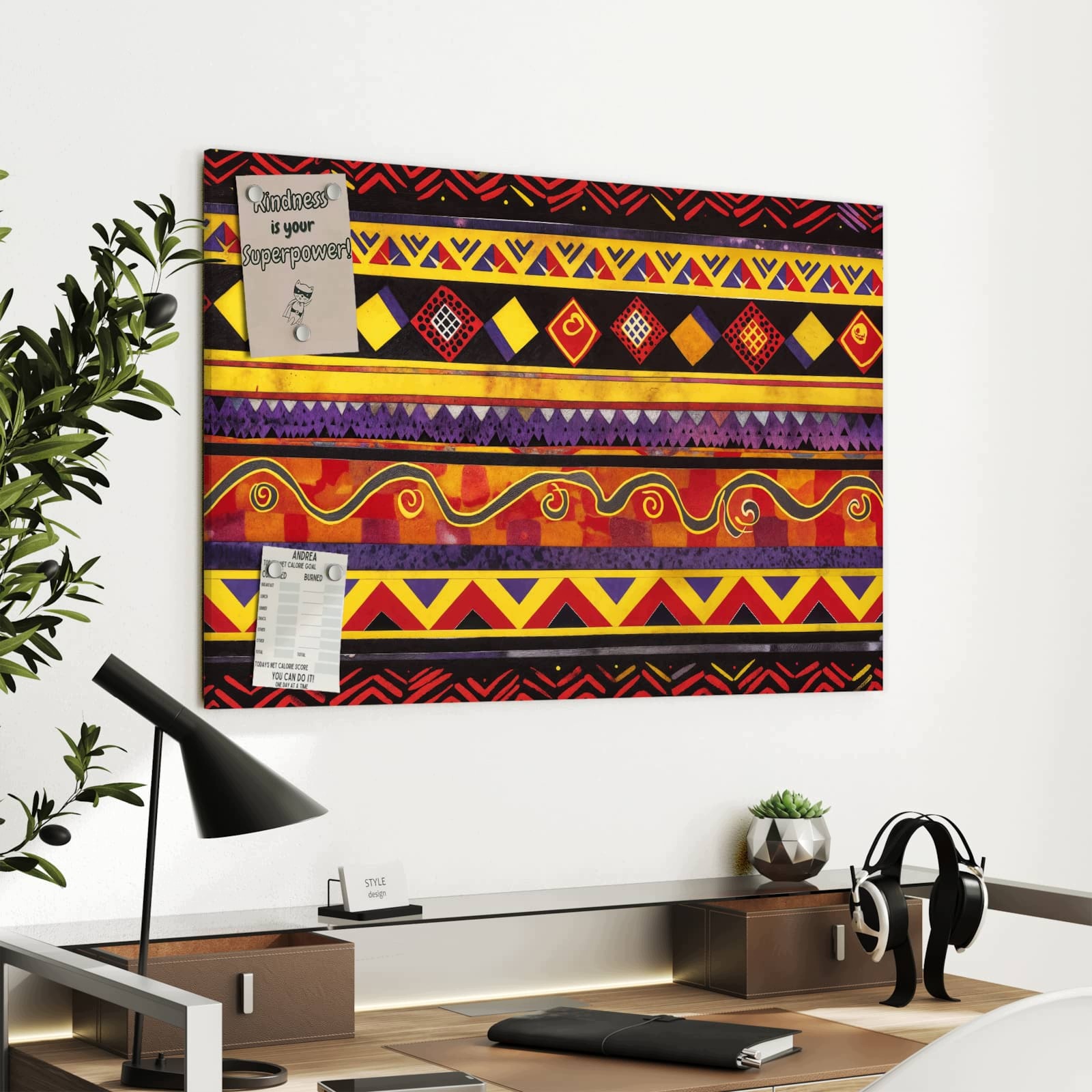 Magnetická tabule – obraz na zeď Etnický vzor černo-červený | 90 × 60 cm