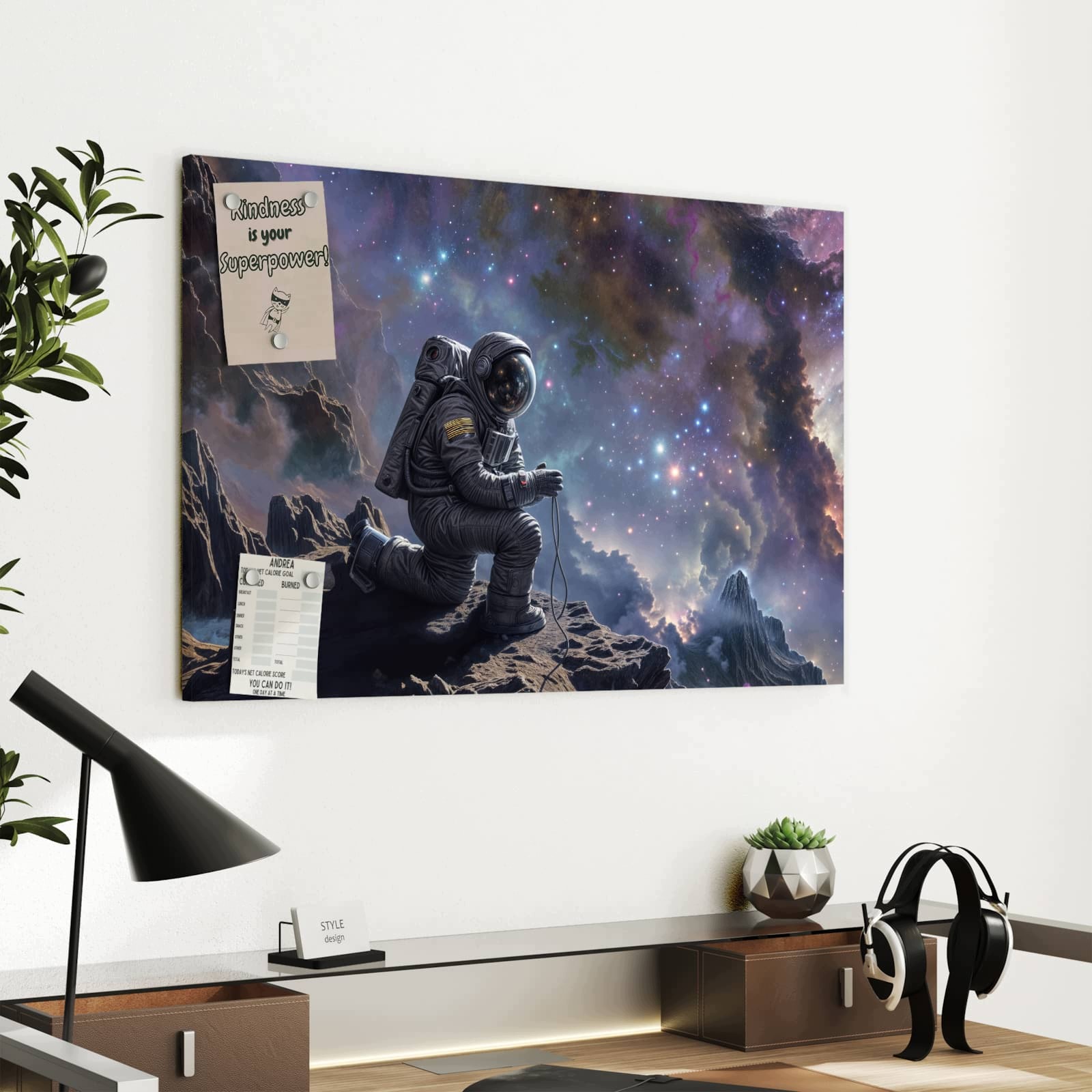 Magnetická tabule – obraz na zeď Astronaut ve vesmíru – motiv 2 | 60 × 40 cm