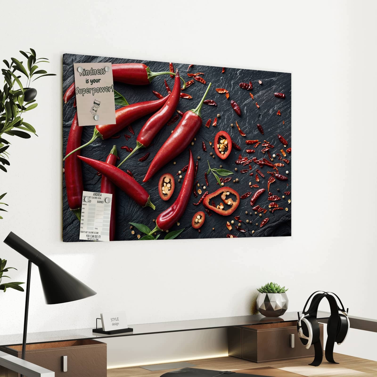 Magnetická tabule – obraz na zeď Červené chilli papričky | 60 × 40 cm