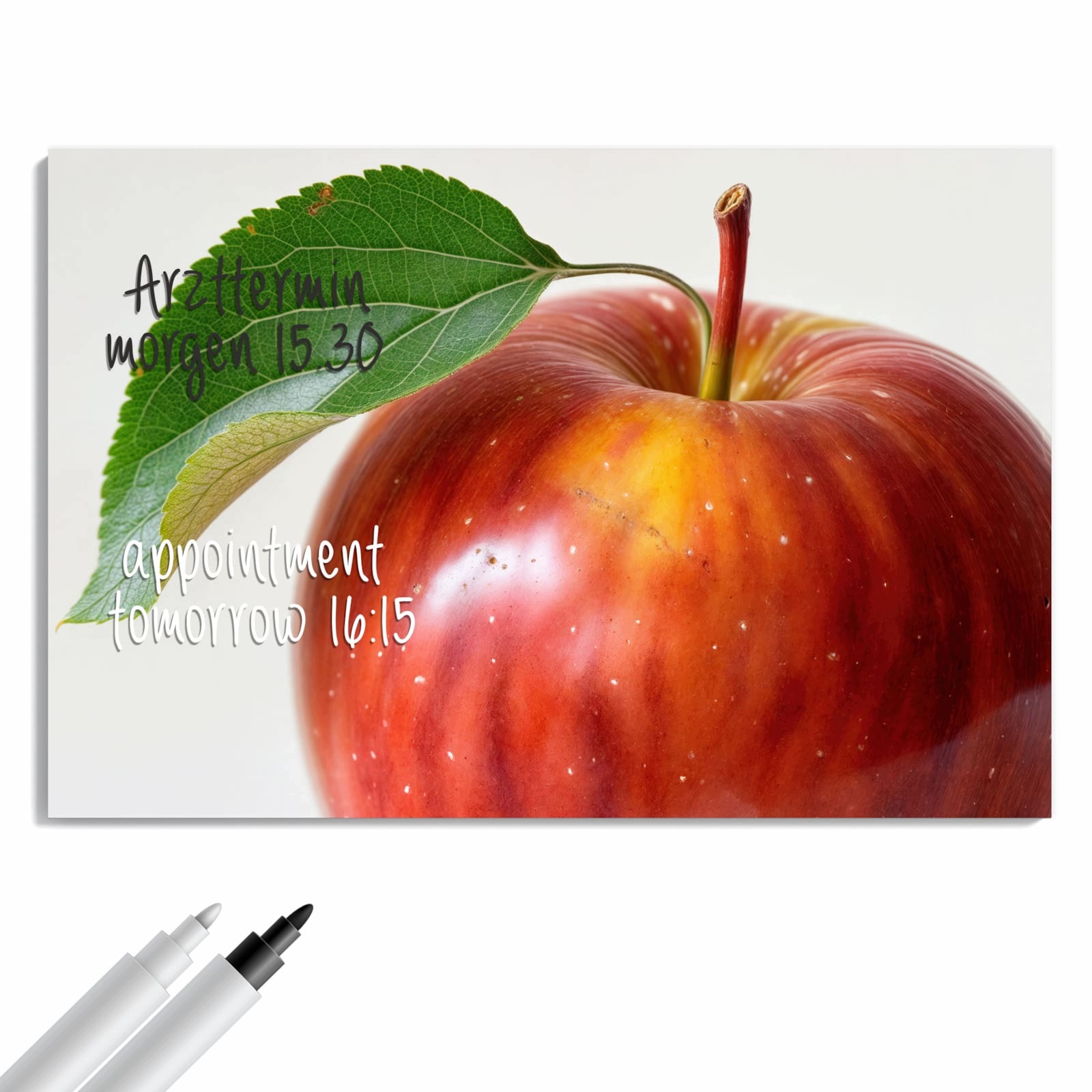 Magnetická tabule – obraz na zeď Červené jablko s listem | 90 × 60 cm