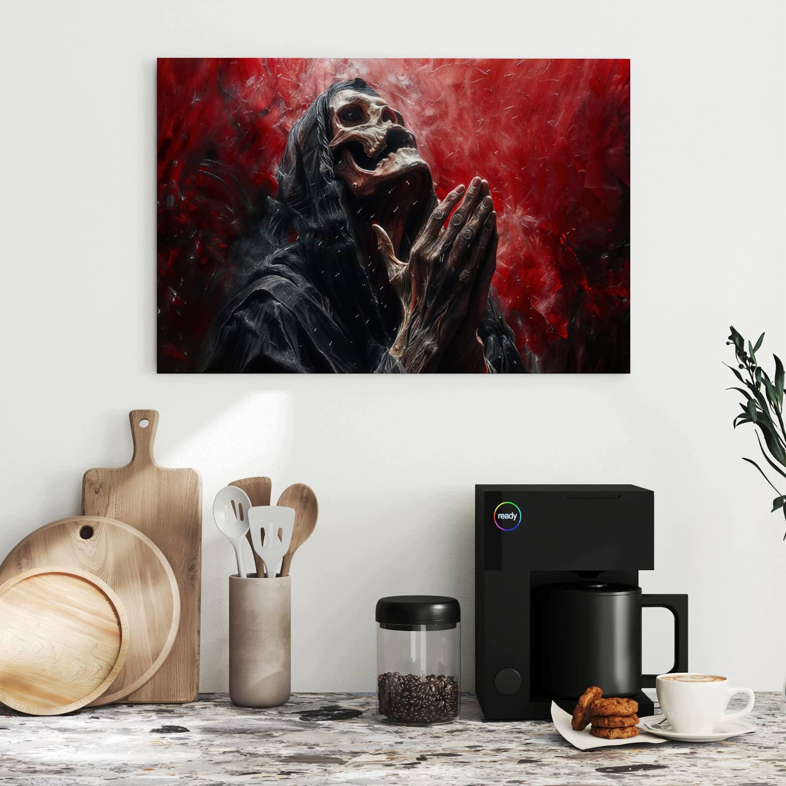 Magnetická tabule – obraz na zeď Modlící se kostlivec – ruce | 60 × 40 cm