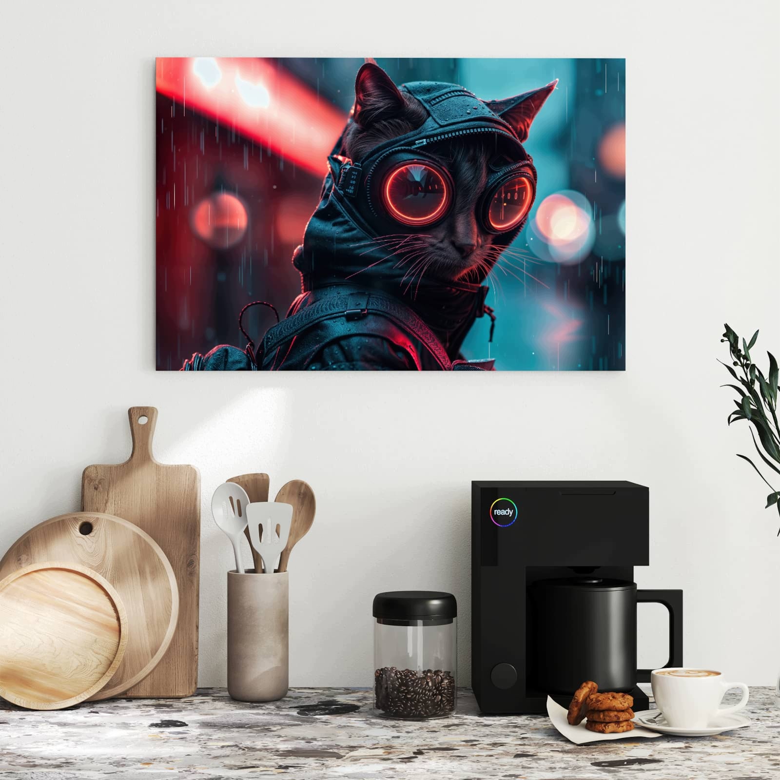 Magnetická tabule – obraz na zeď Kybernetická kočka – motiv 1 | 60 × 40 cm