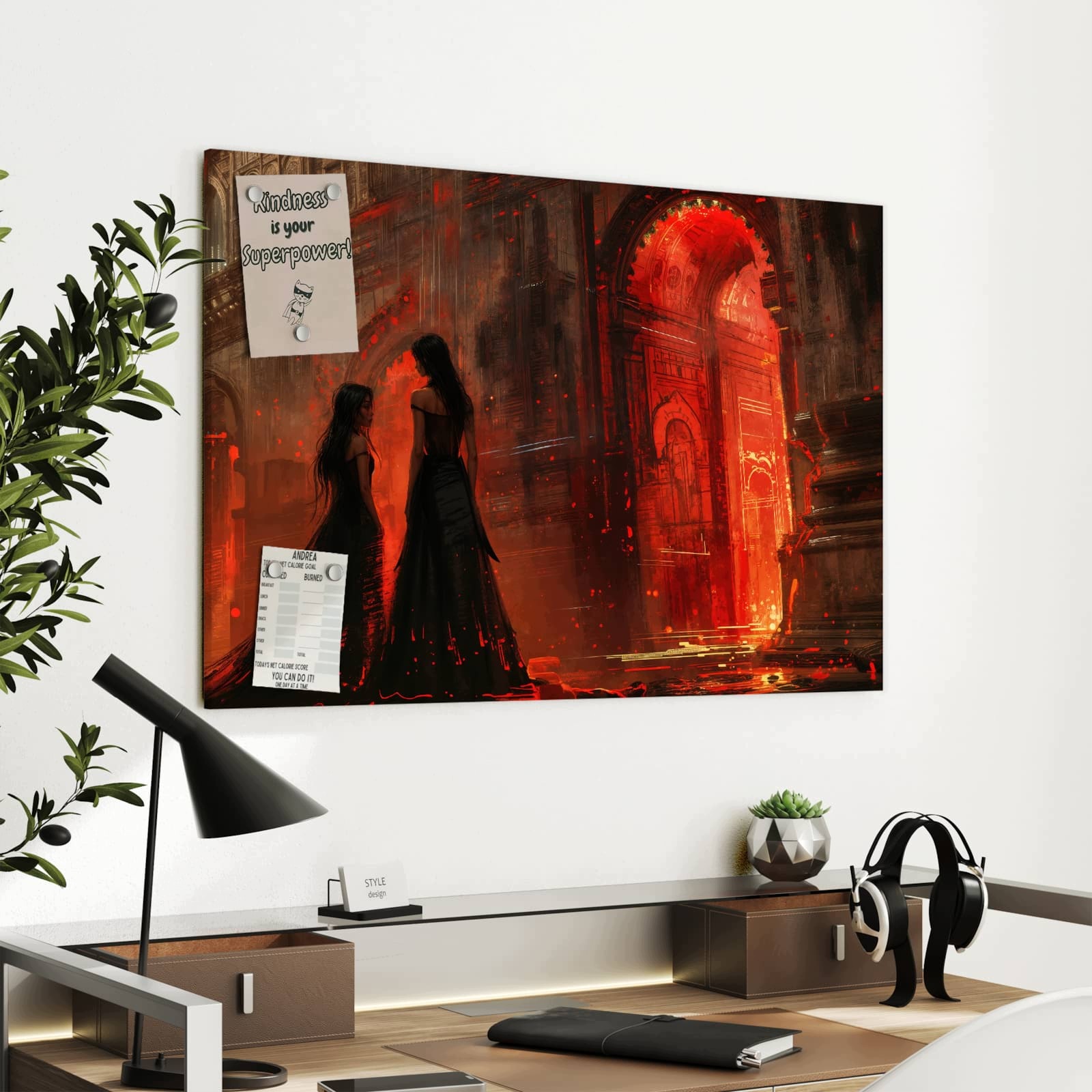Magnetická tabule – obraz na zeď Ohnivý palác | 90 × 60 cm