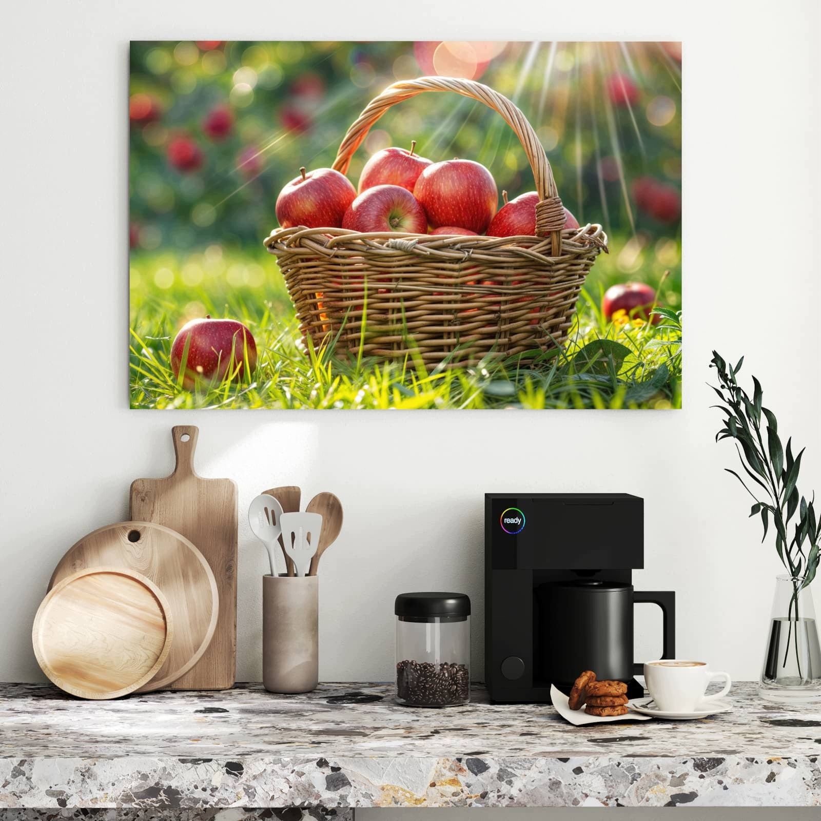 Magnetická tabule – obraz na zeď Košík s červenými jablky | 90 × 60 cm