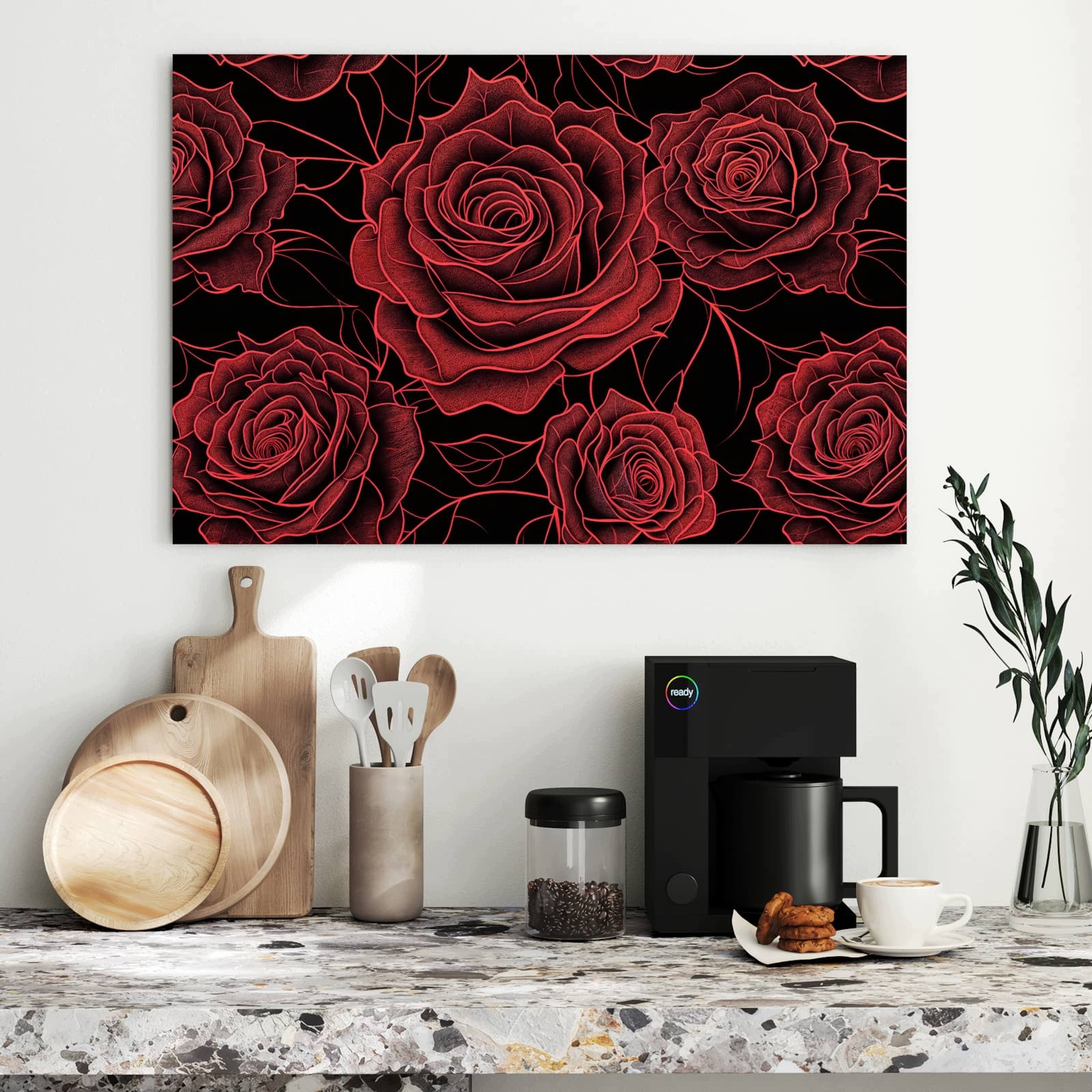 Magnetická tabule – obraz na zeď Růžovo-černý vzor | 90 × 60 cm