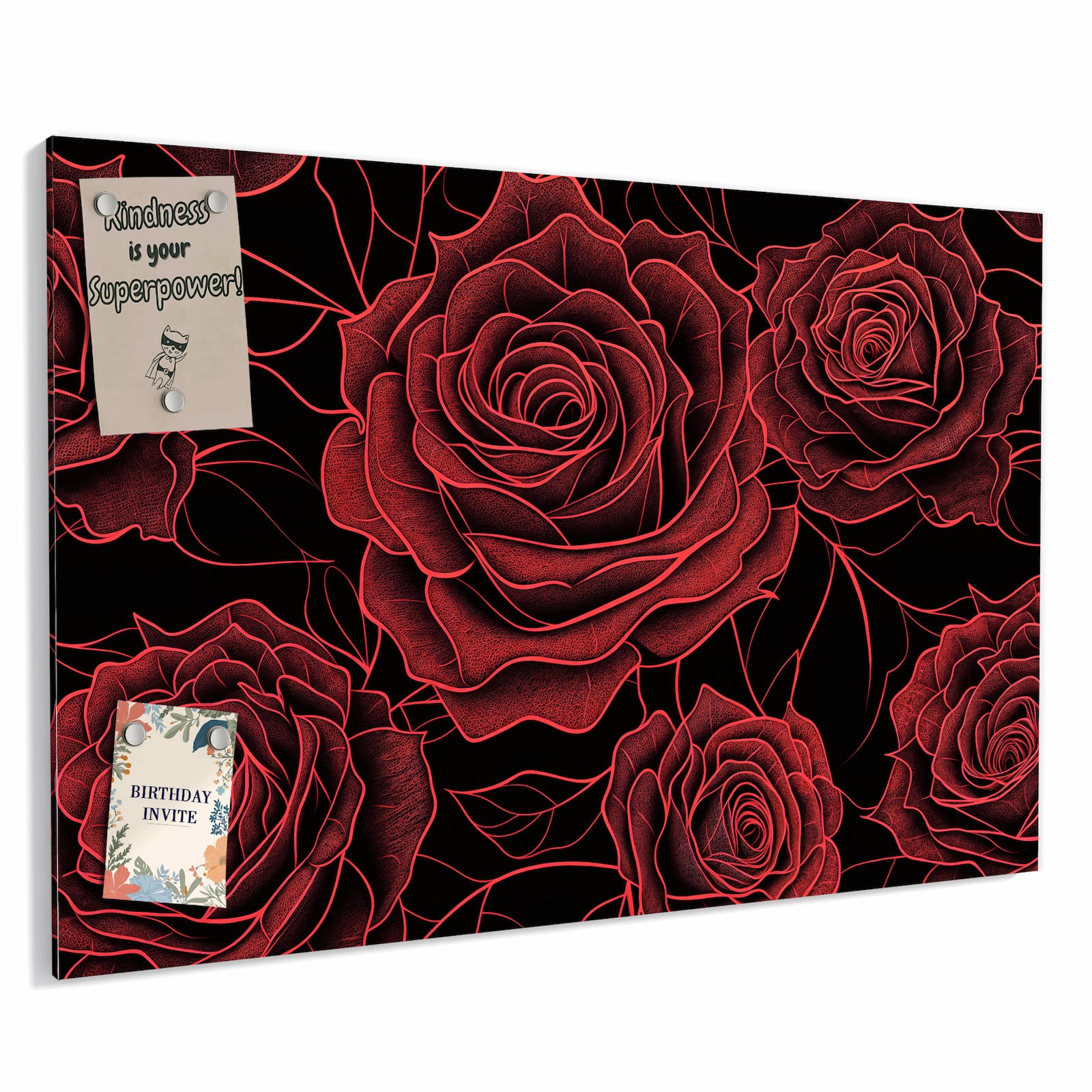 Magnetická tabule – obraz na zeď Růžovo-černý vzor | 90 × 60 cm