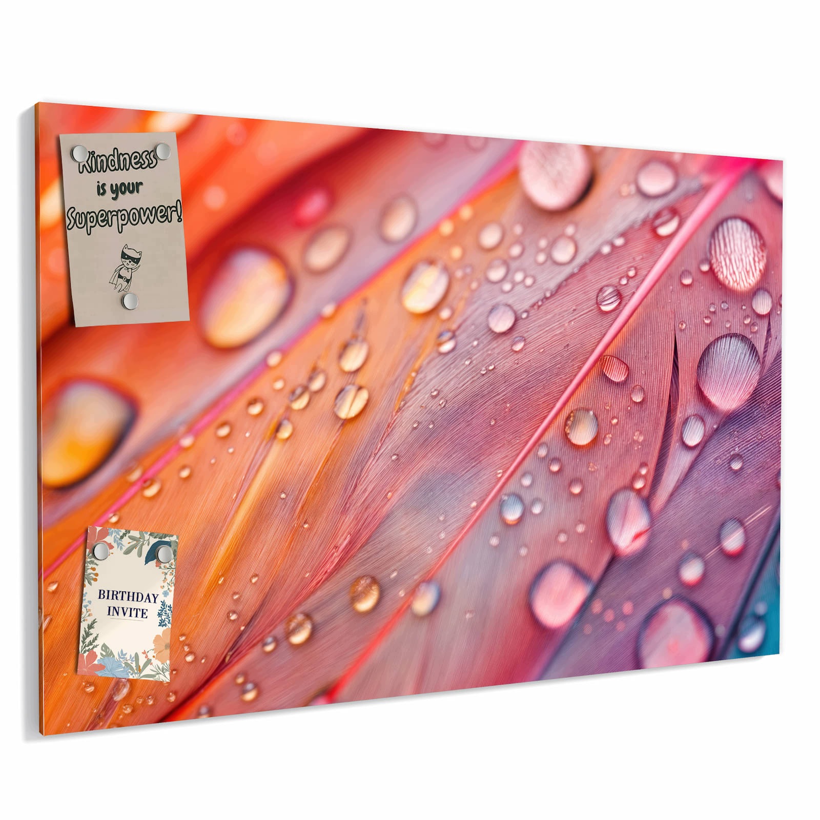 Magnetická tabule – obraz na zeď Kapky vody peří | 90 × 60 cm