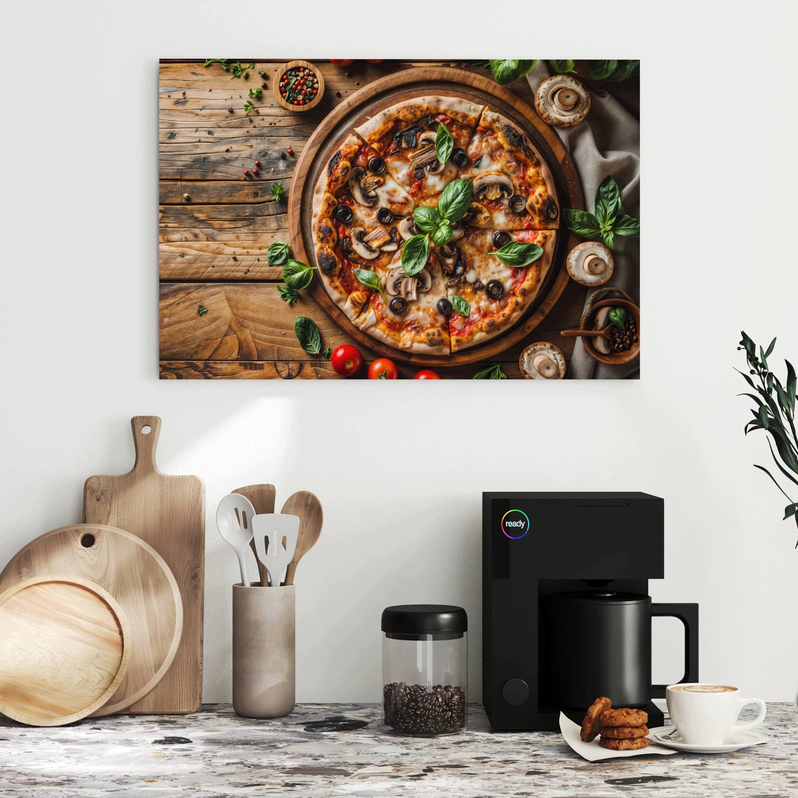 Magnetická tabule – obraz na zeď Dřevěný stůl pizza | 60 × 40 cm