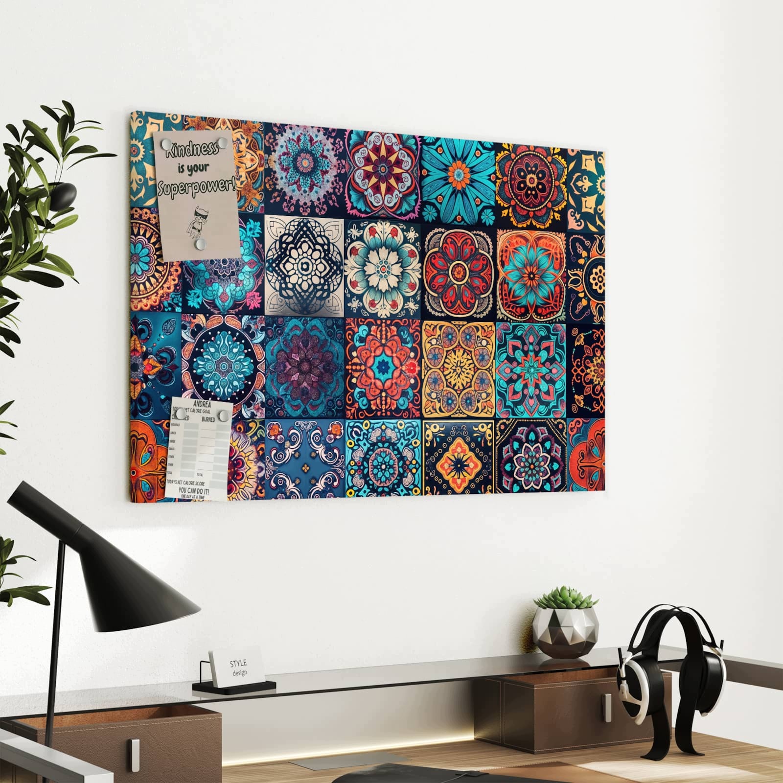 Magnetická tabule – obraz na zeď Mandala – mozaikový koberec | 60 × 40 cm