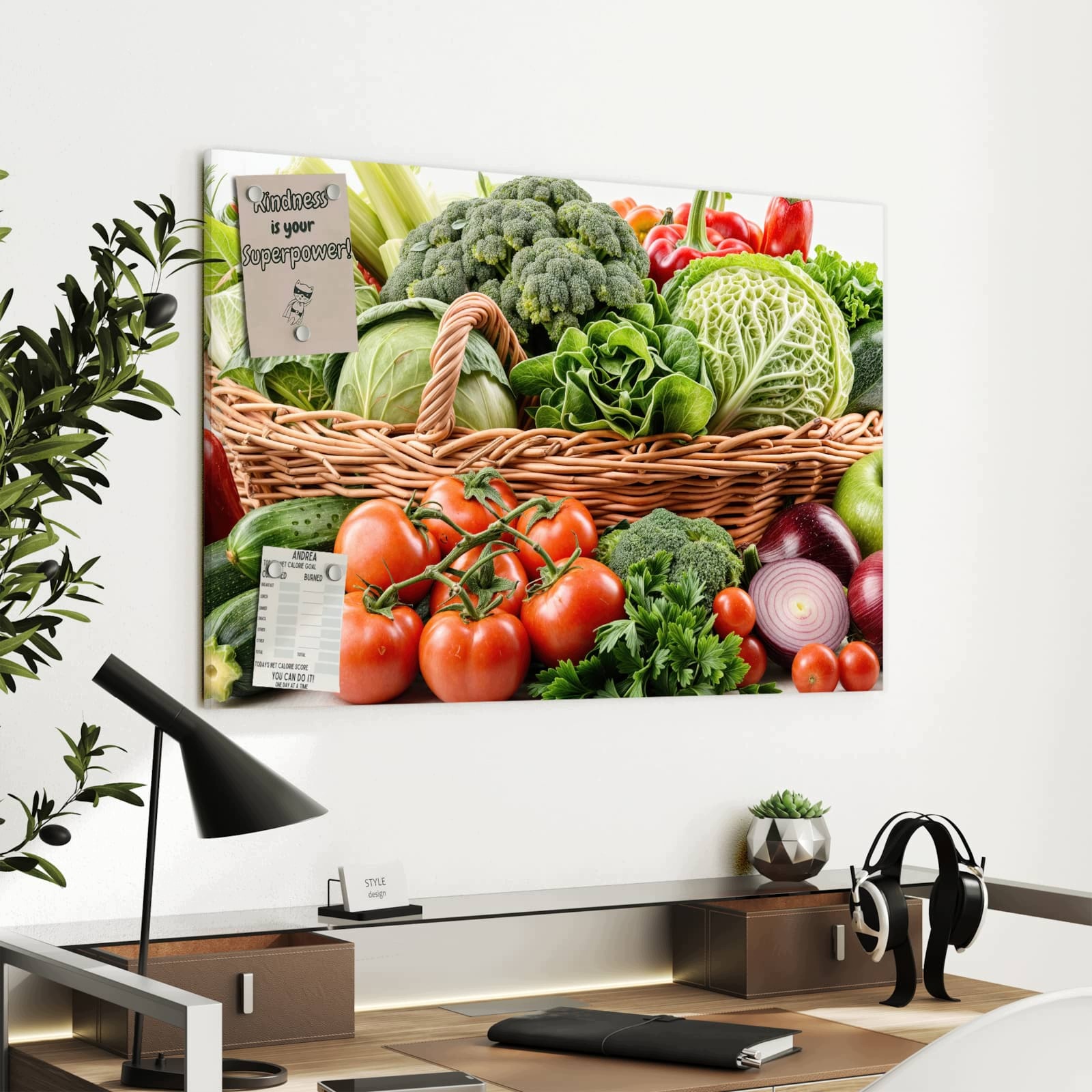 Magnetická tabule – obraz na zeď Čerstvá zelenina košík | 90 × 60 cm