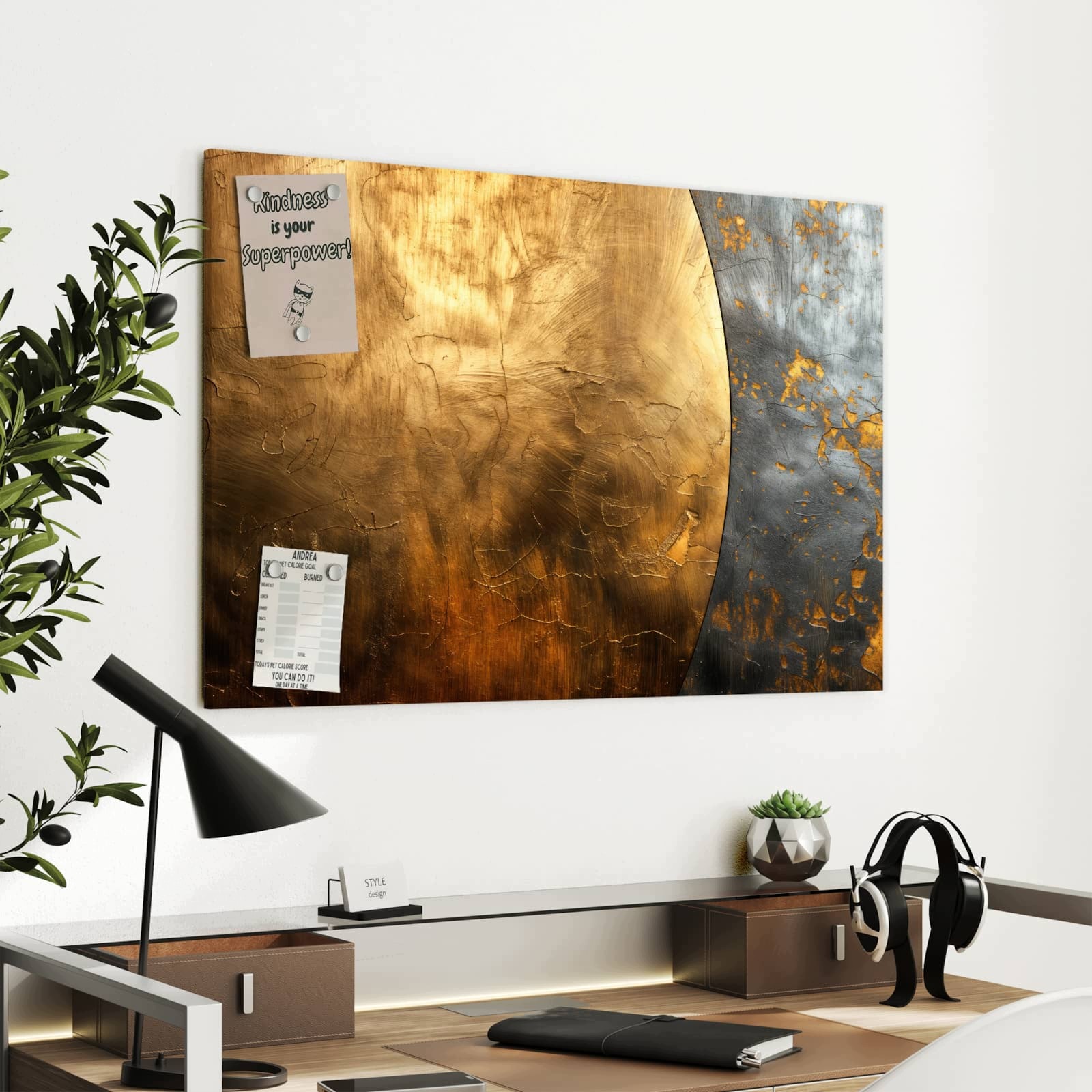 Magnetická tabule – obraz na zeď Kovová textura | 90 × 60 cm