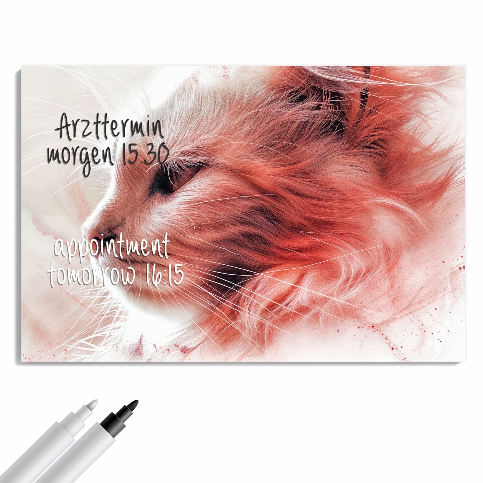 Magnetická tabule – obraz na zeď Profil kočky s růžemi | 60 × 40 cm