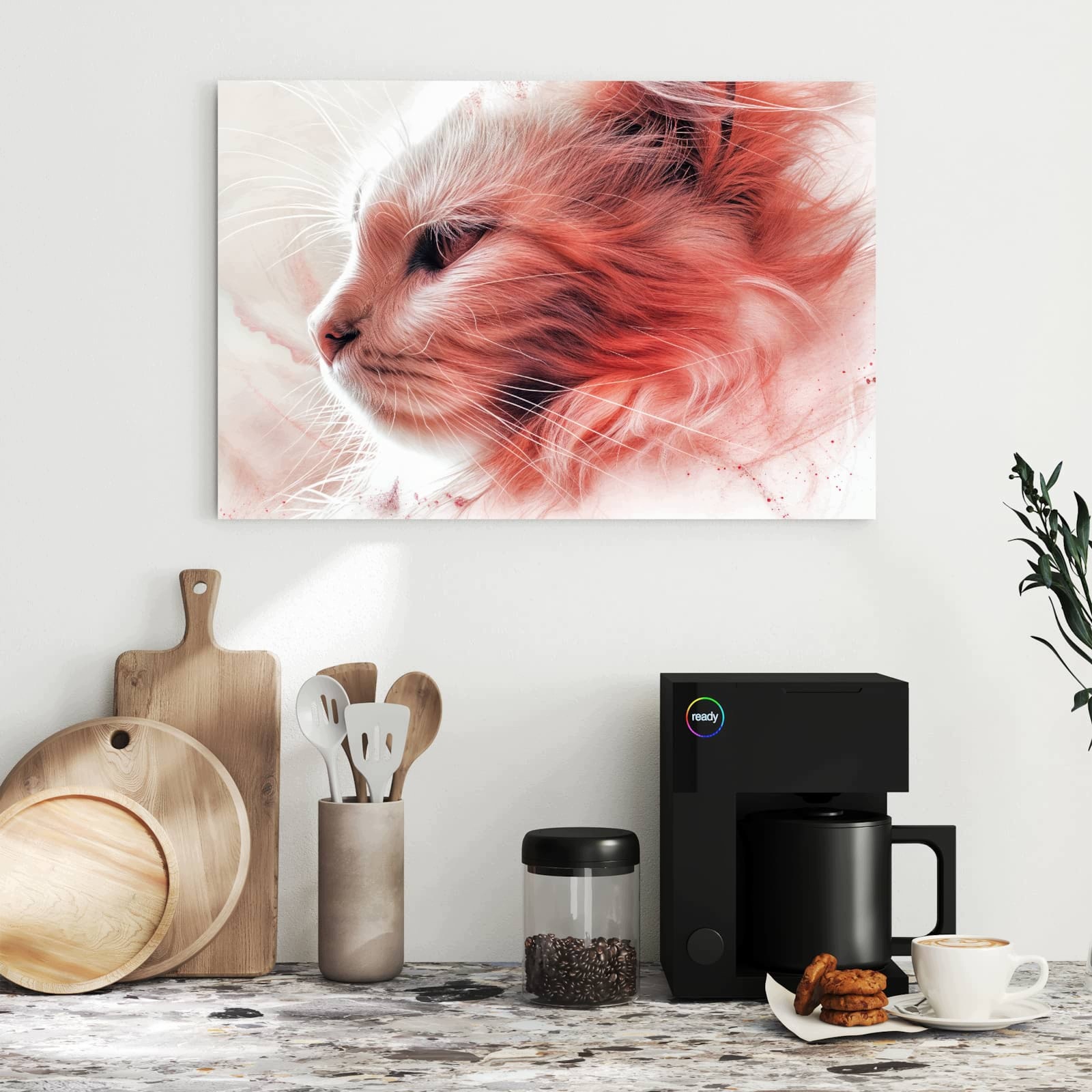 Magnetická tabule – obraz na zeď Profil kočky s růžemi | 60 × 40 cm