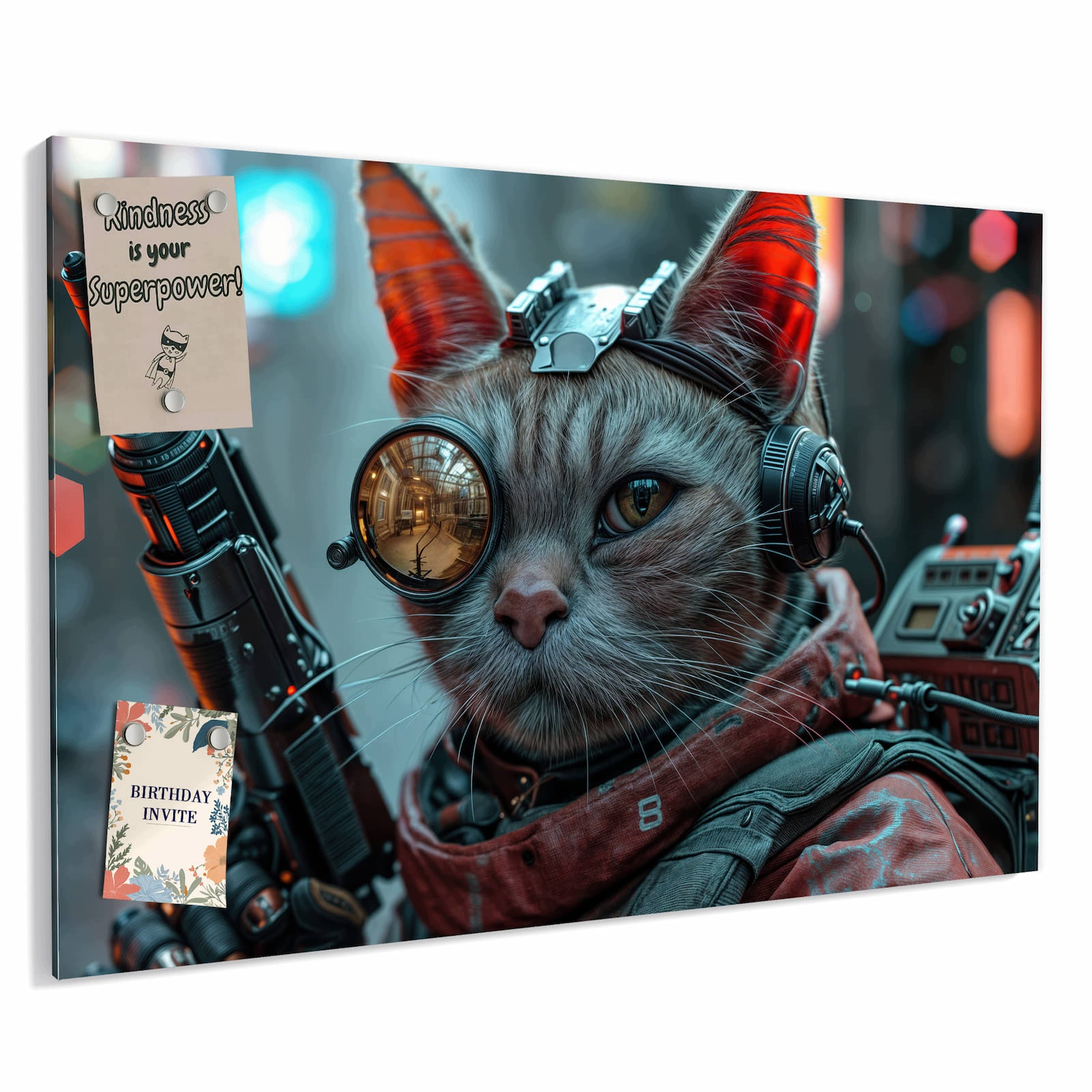 Magnetická tabule – obraz na zeď Profil kočky s růžemi | 60 × 40 cm