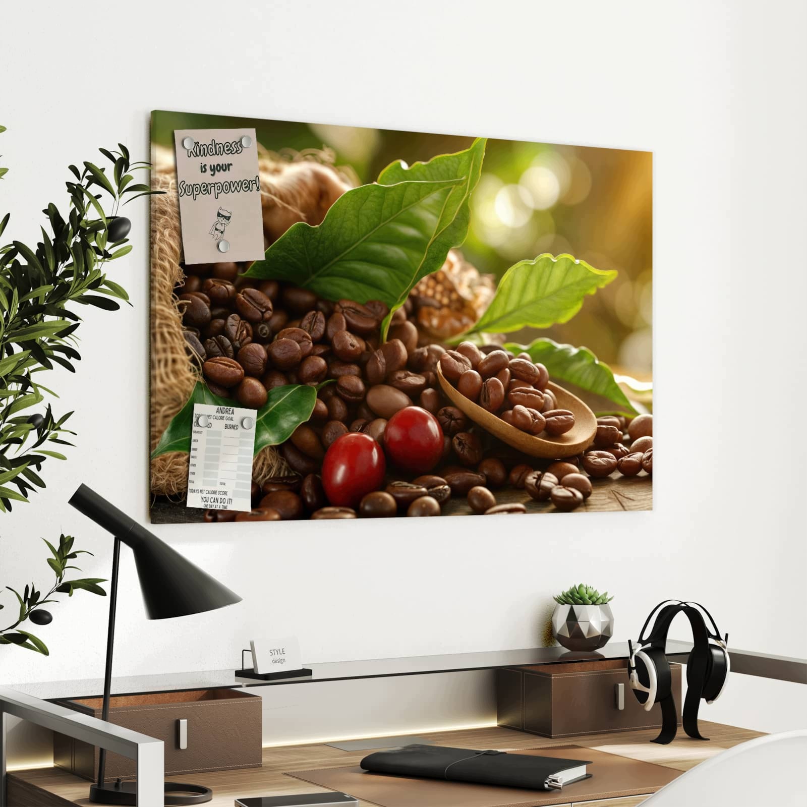 Magnetická tabule – obraz na zeď Zrna kávy | 90 × 60 cm