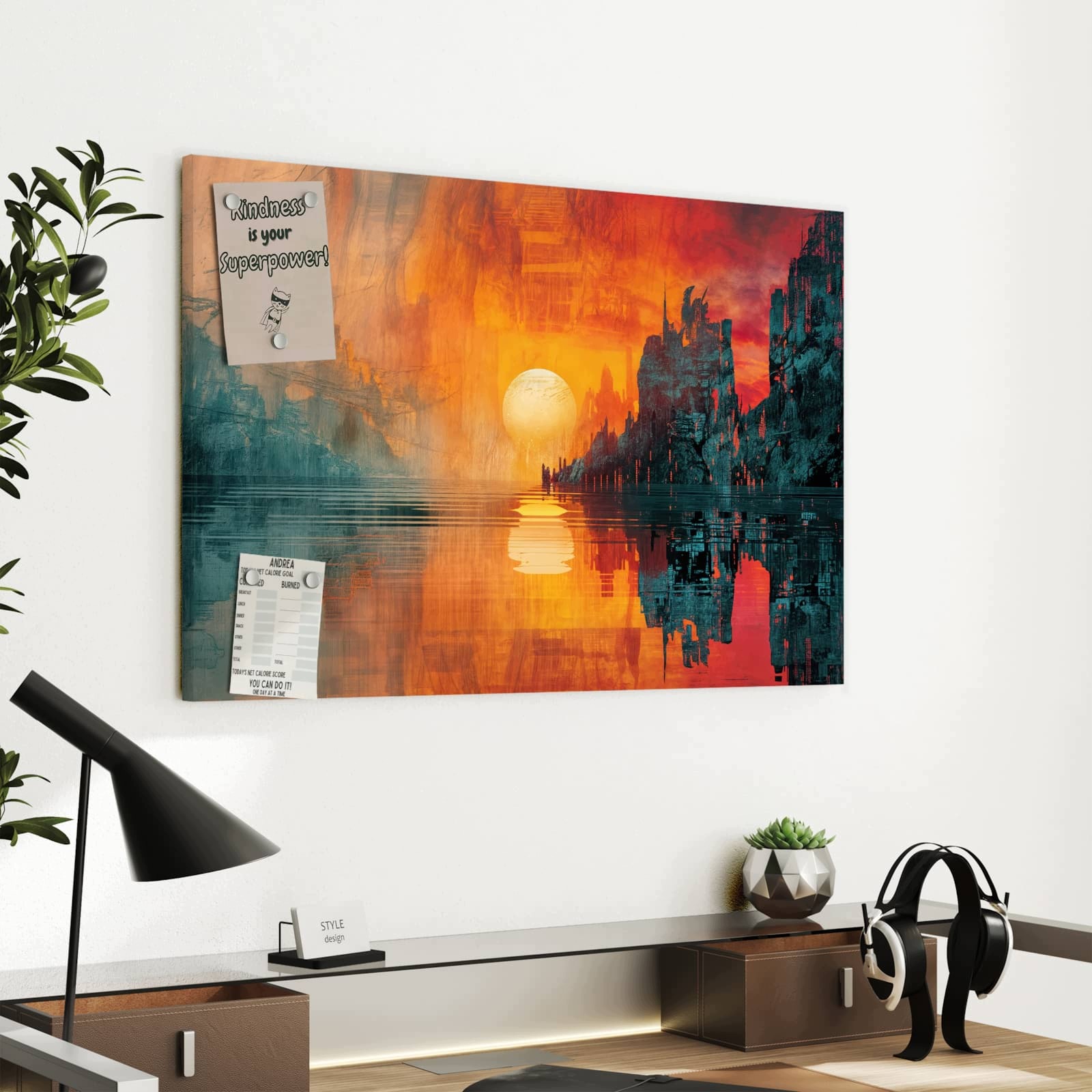 Magnetická tabule – obraz na zeď Západ slunce město | 60 × 40 cm
