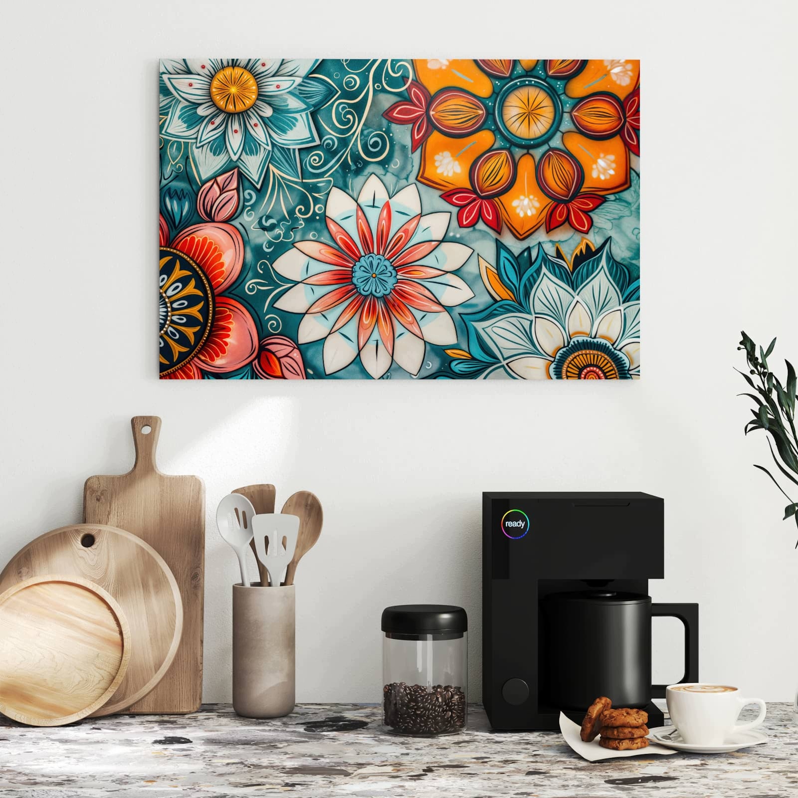 Magnetická tabule – obraz na zeď Květinová mandala | 60 × 40 cm