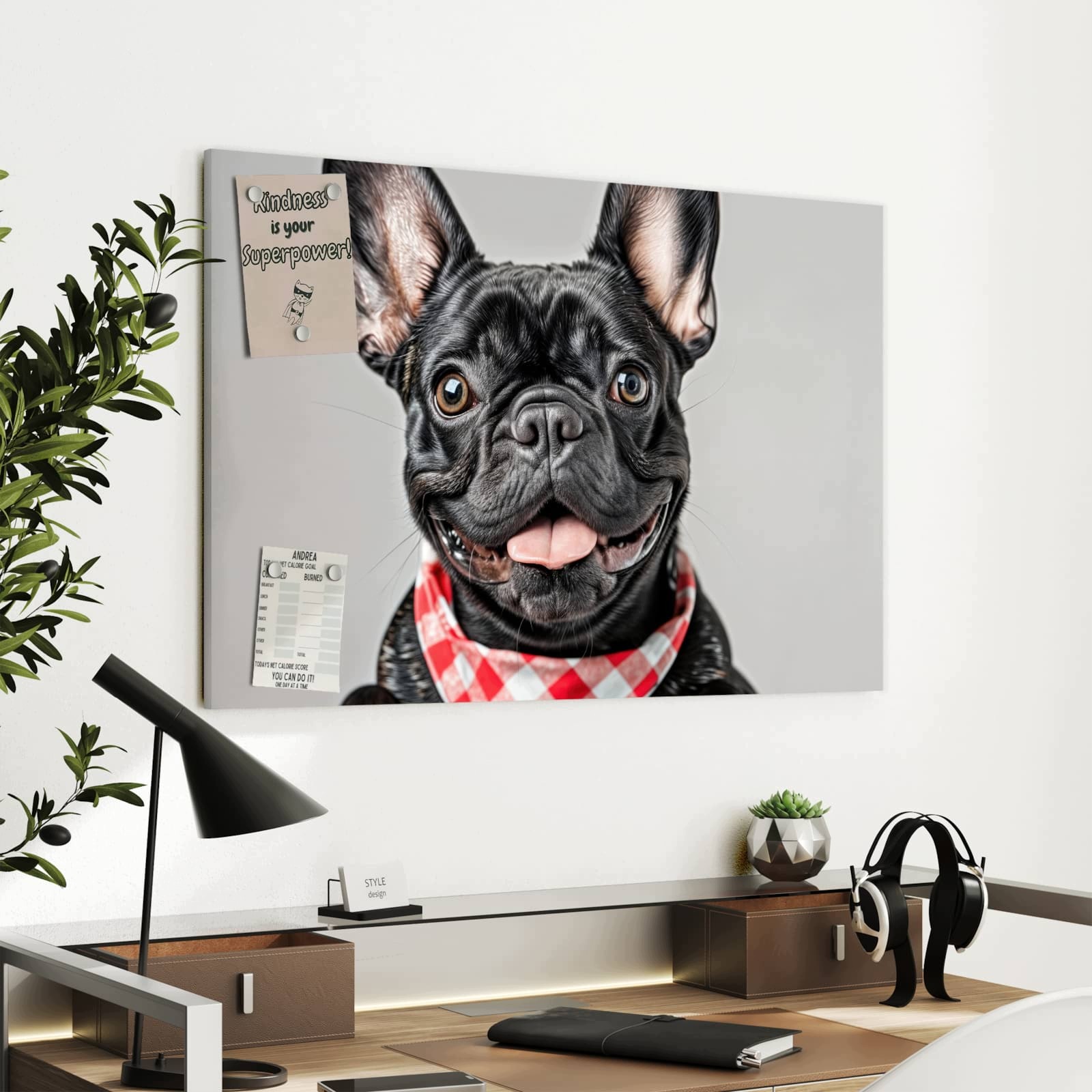 Magnetická tabule – obraz na zeď Francouzský buldoček – motiv 1 | 90 × 60 cm