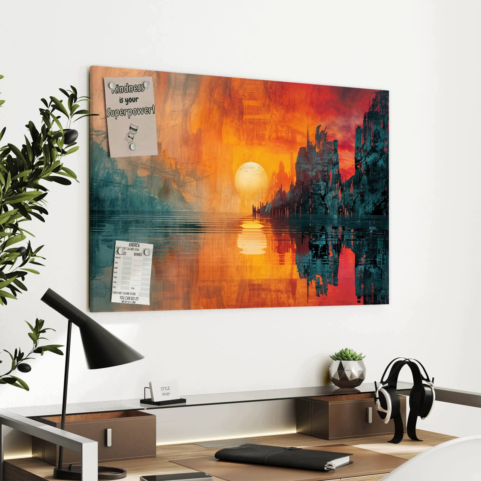 Magnetická tabule – obraz na zeď Západ slunce město | 90 × 60 cm