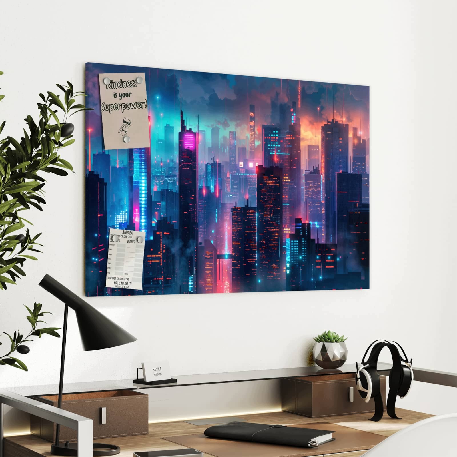 Magnetická tabule – obraz na zeď Město budoucnosti | 90 × 60 cm