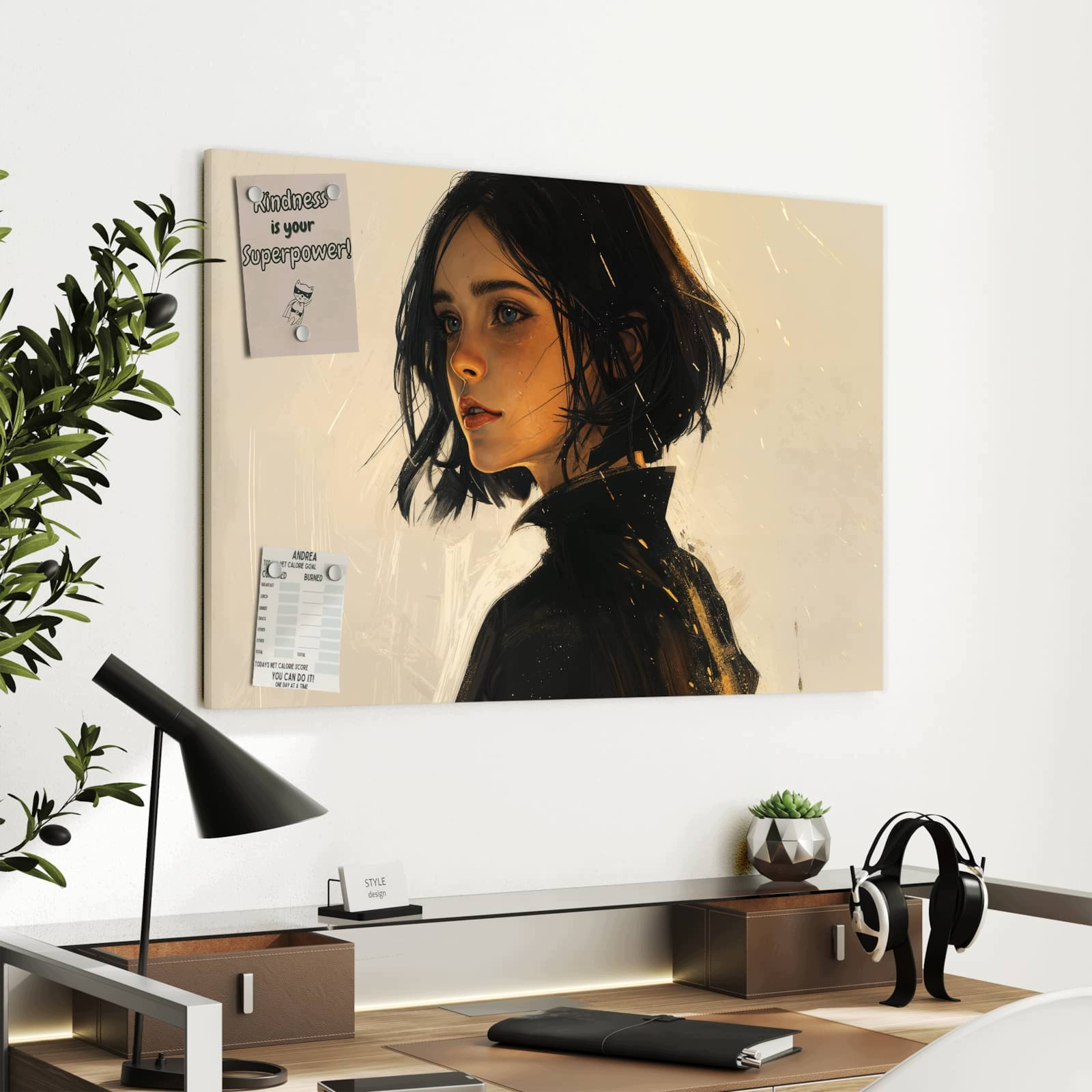 Magnetická tabule – obraz na zeď Portrét mladé ženy | 90 × 60 cm