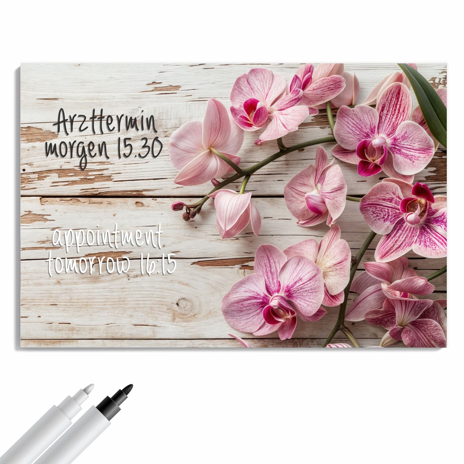 Magnetická tabule – obraz na zeď Orchideje dřevo | 90 × 60 cm