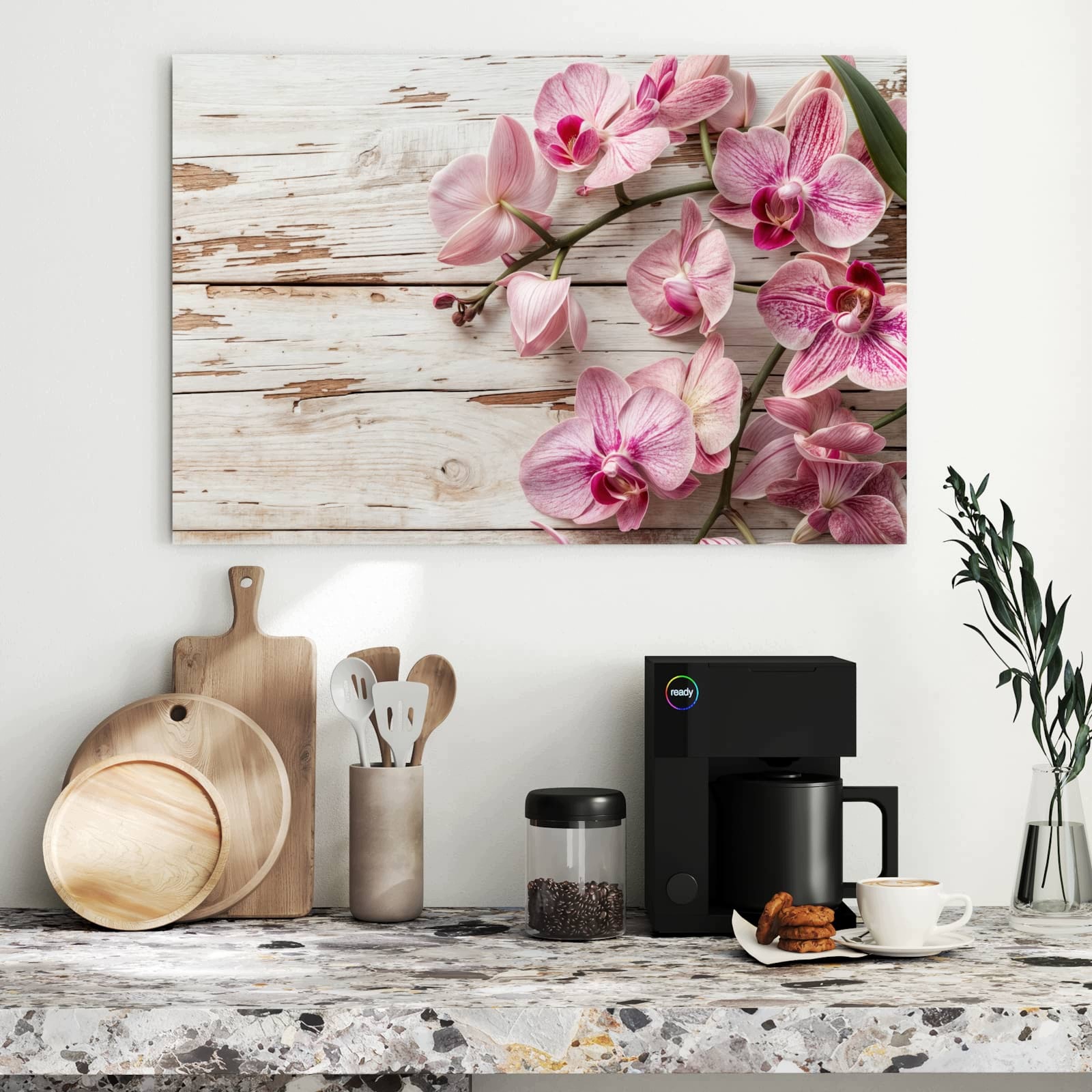 Magnetická tabule – obraz na zeď Orchideje dřevo | 90 × 60 cm
