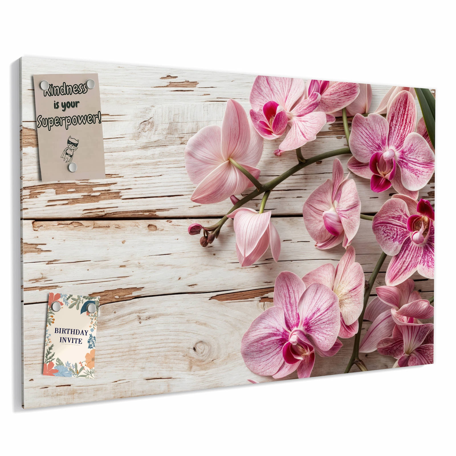 Magnetická tabule – obraz na zeď Orchideje dřevo | 90 × 60 cm
