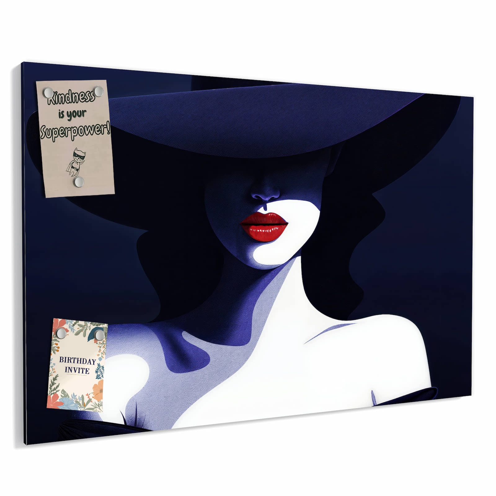 Magnetická tabule – obraz na zeď Dáma s tmavým kloboukem | 60 × 40 cm