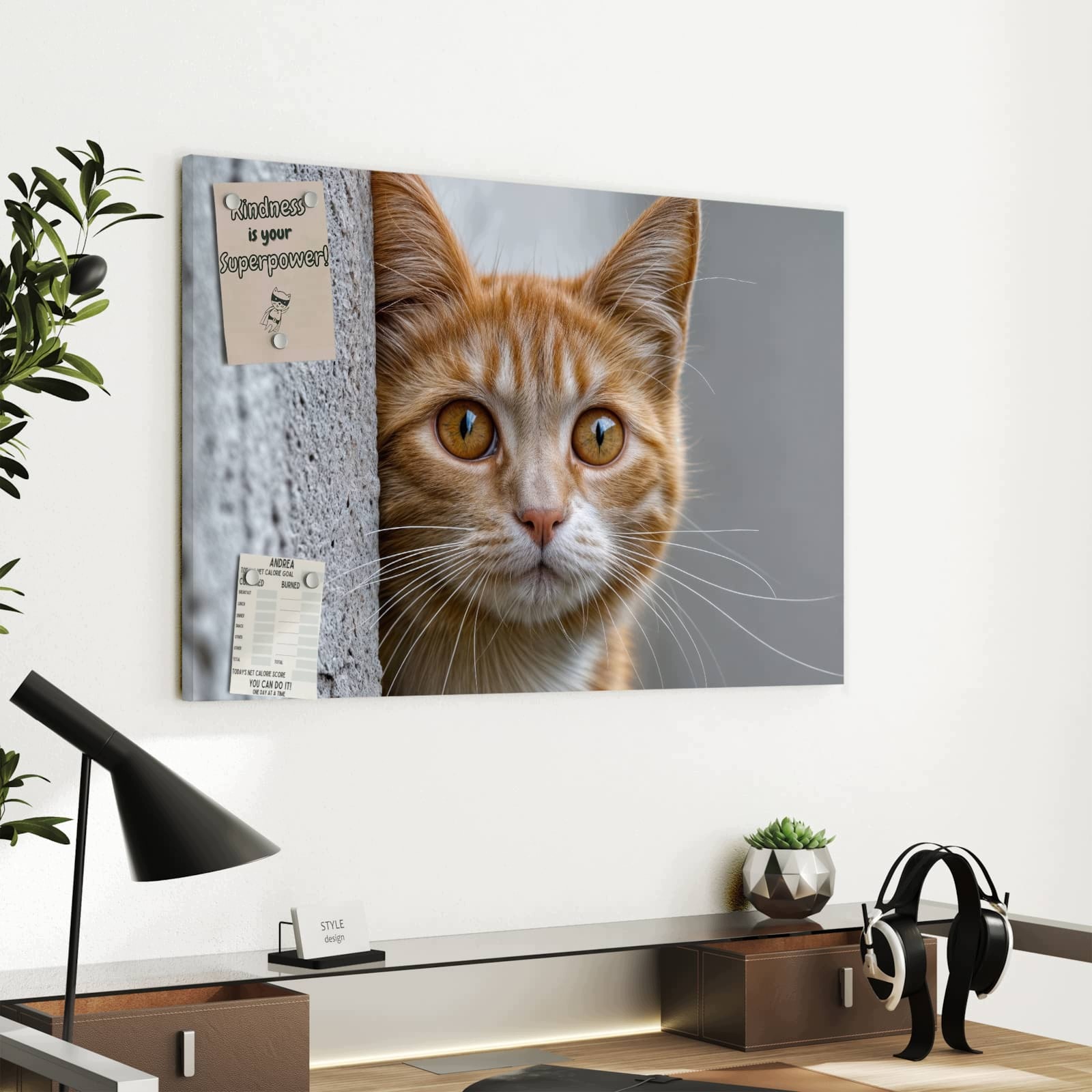 Magnetická tabule – obraz na zeď Zvědavá kočka | 60 × 40 cm