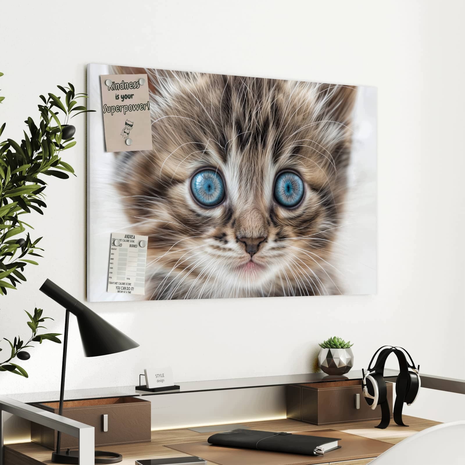 Magnetická tabule – obraz na zeď Modrooké koťátko | 90 × 60 cm