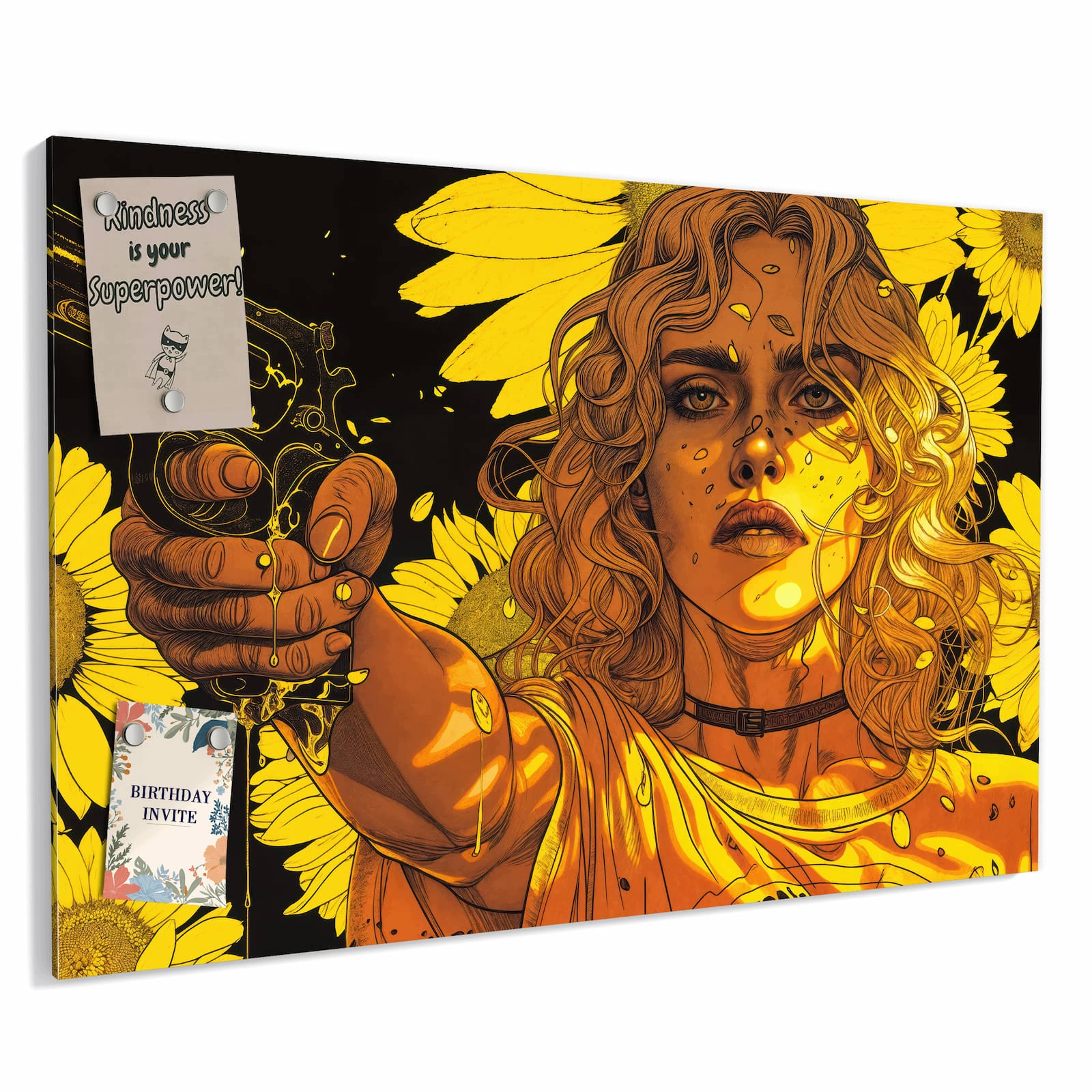 Magnetická tabule – obraz na zeď Dívka se slunečnicí | 60 × 40 cm