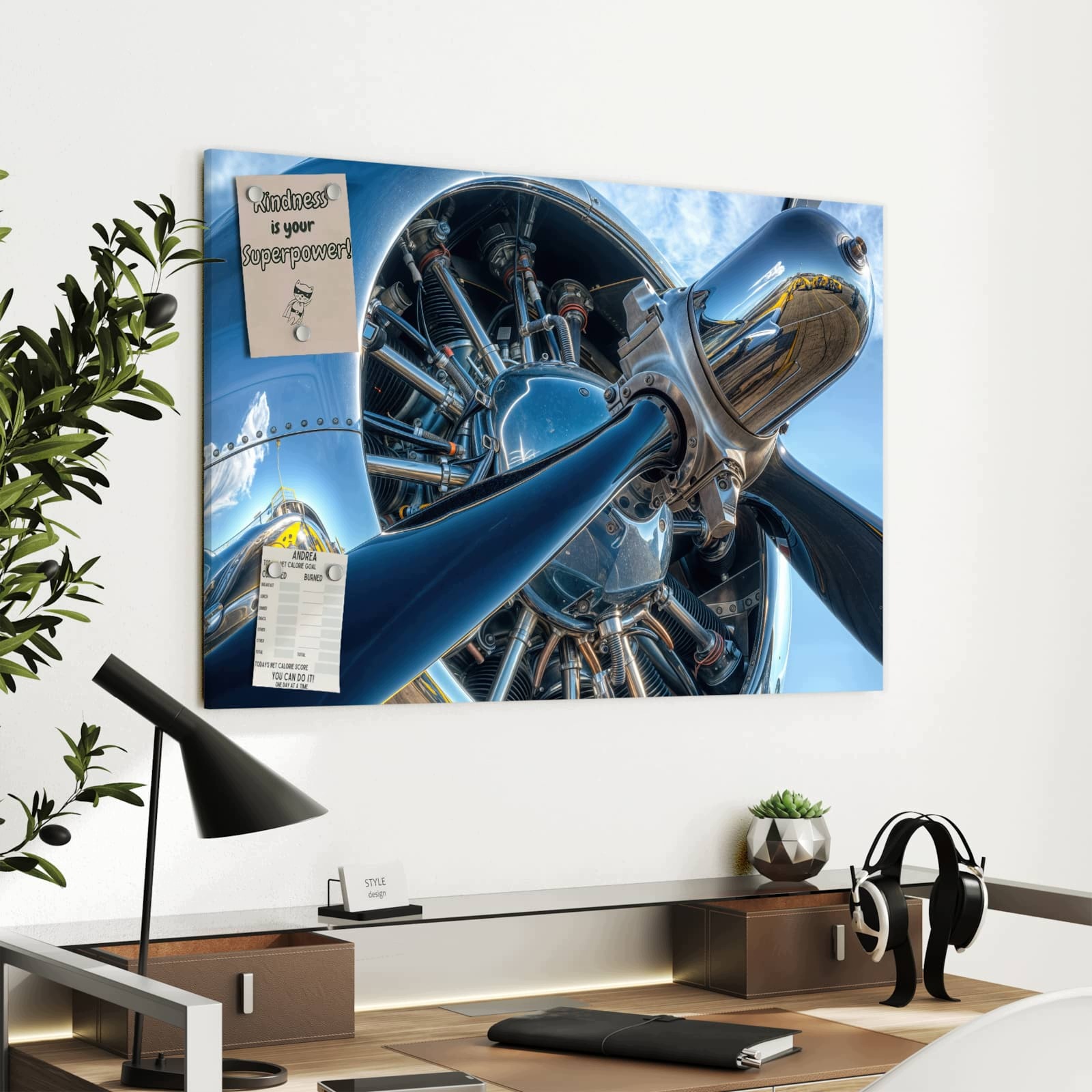 Magnetická tabule – obraz na zeď Motor letadla | 90 × 60 cm
