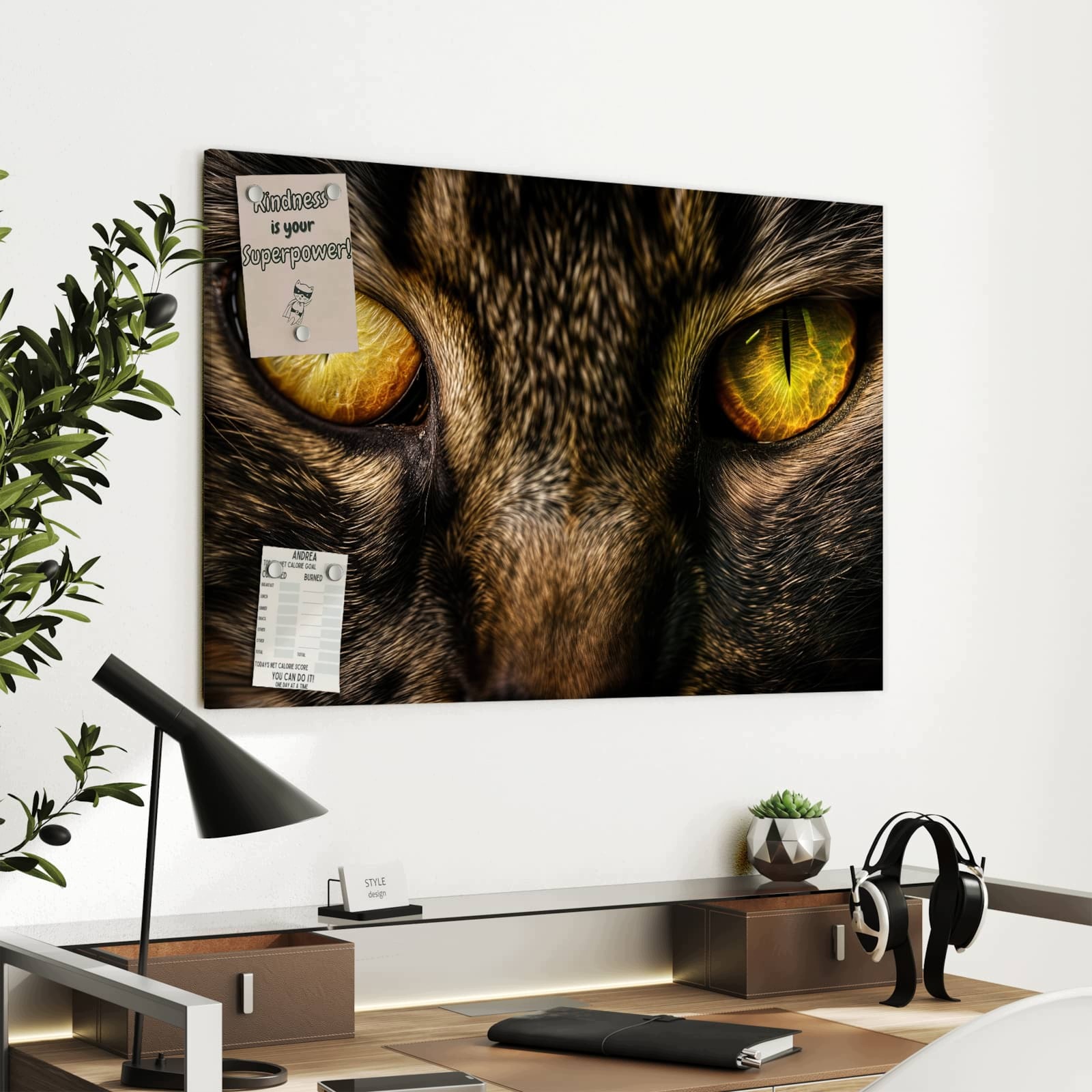 Magnetická tabule – obraz na zeď Kočičí oči detail | 90 × 60 cm