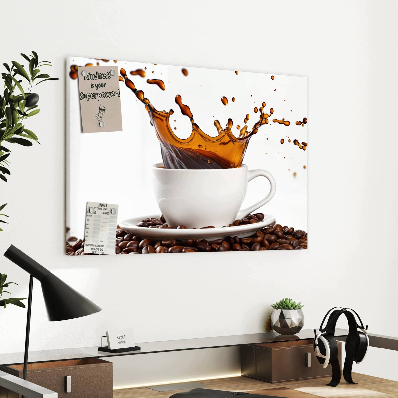 Magnetická tabule – obraz na zeď Cákance kávy | 60 × 40 cm