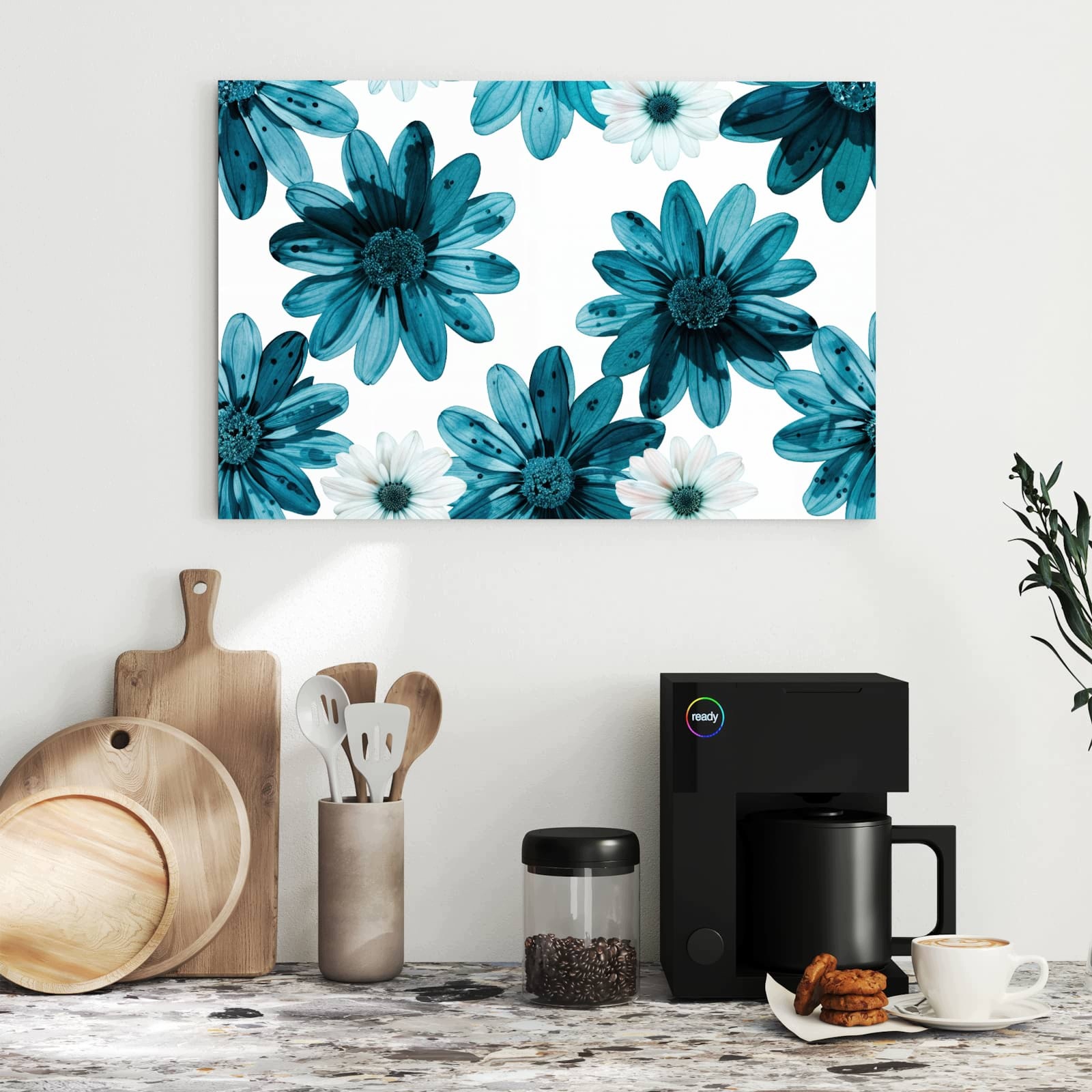 Magnetická tabule – obraz na zeď Modrý květinový vzor | 60 × 40 cm