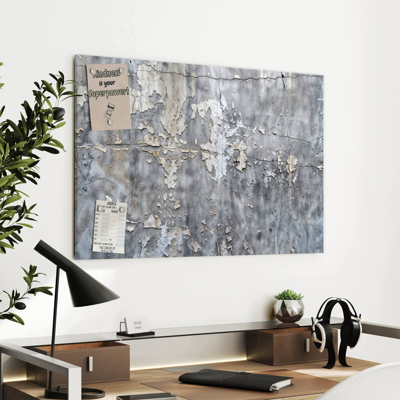 Magnetická tabule – obraz na zeď Modrý květinový vzor | 90 × 60 cm