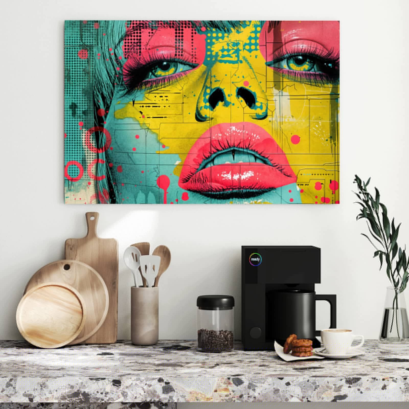 Magnetická tabule – obraz na zeď Modrý květinový vzor | 90 × 60 cm