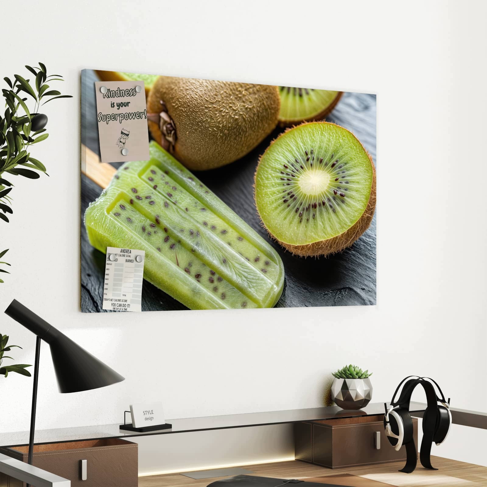 Magnetická tabule – obraz na zeď Kiwi led stonek | 60 × 40 cm