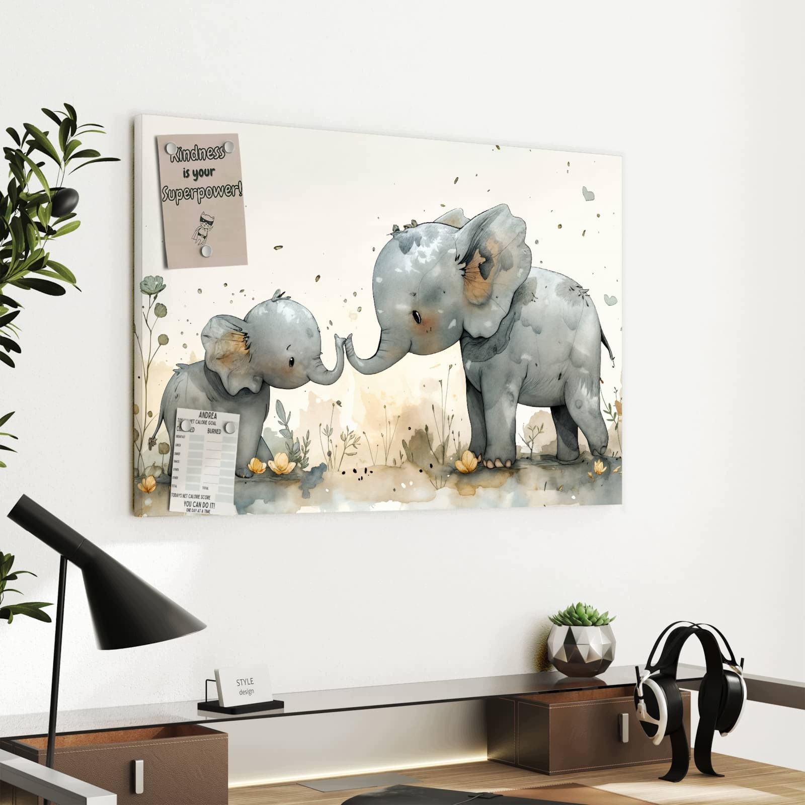 Magnetická tabule – obraz na zeď Rodina slonů | 60 × 40 cm
